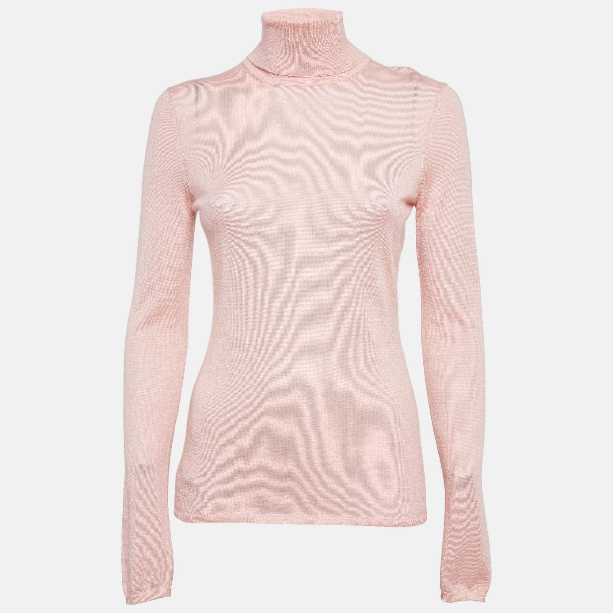 Gabriela Hearst Blush Pink Cashmere Blend Knit Turtleneck Sweater M