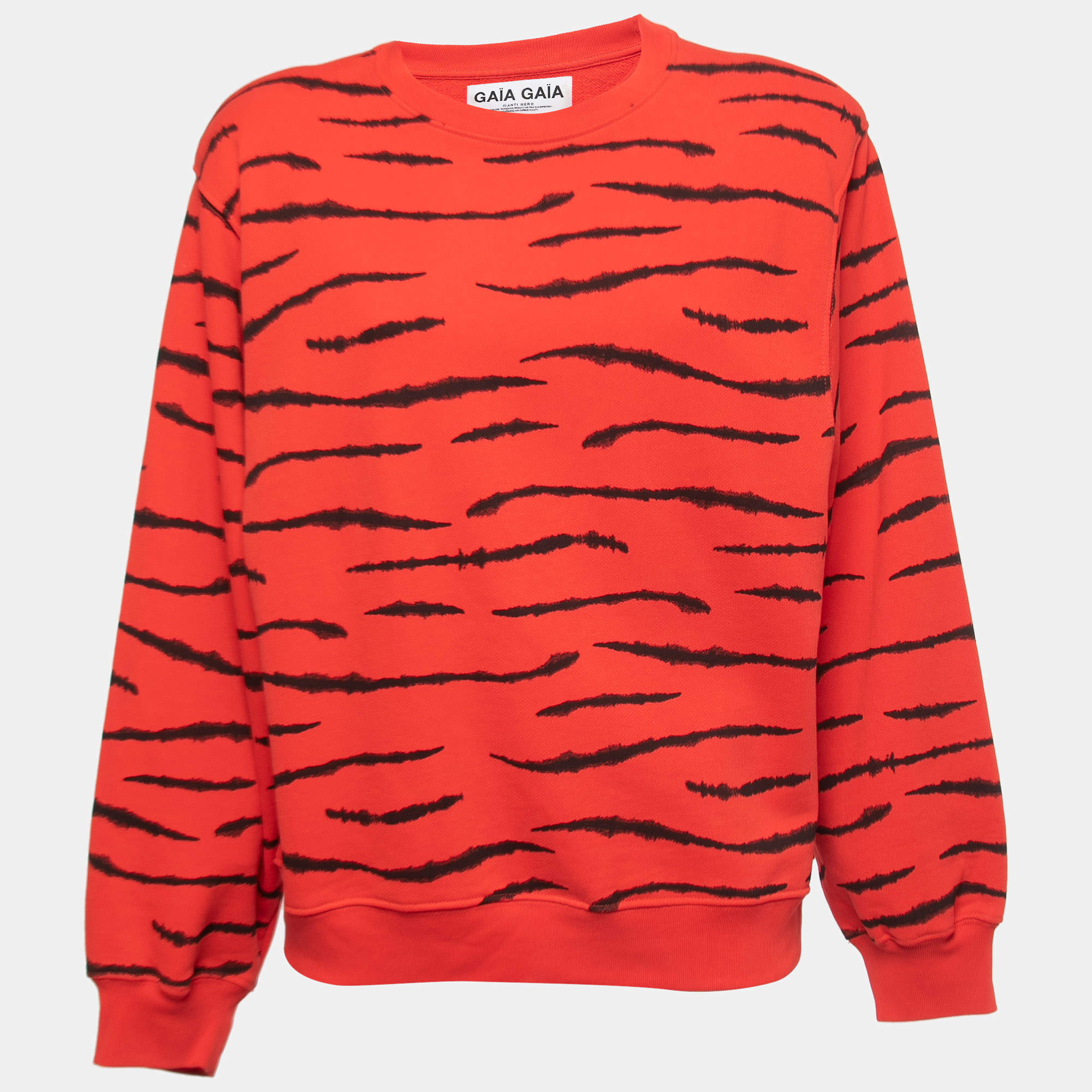 Gaia Gaia Red All-Over Print Cotton Crew Neck Sweatshirt S
