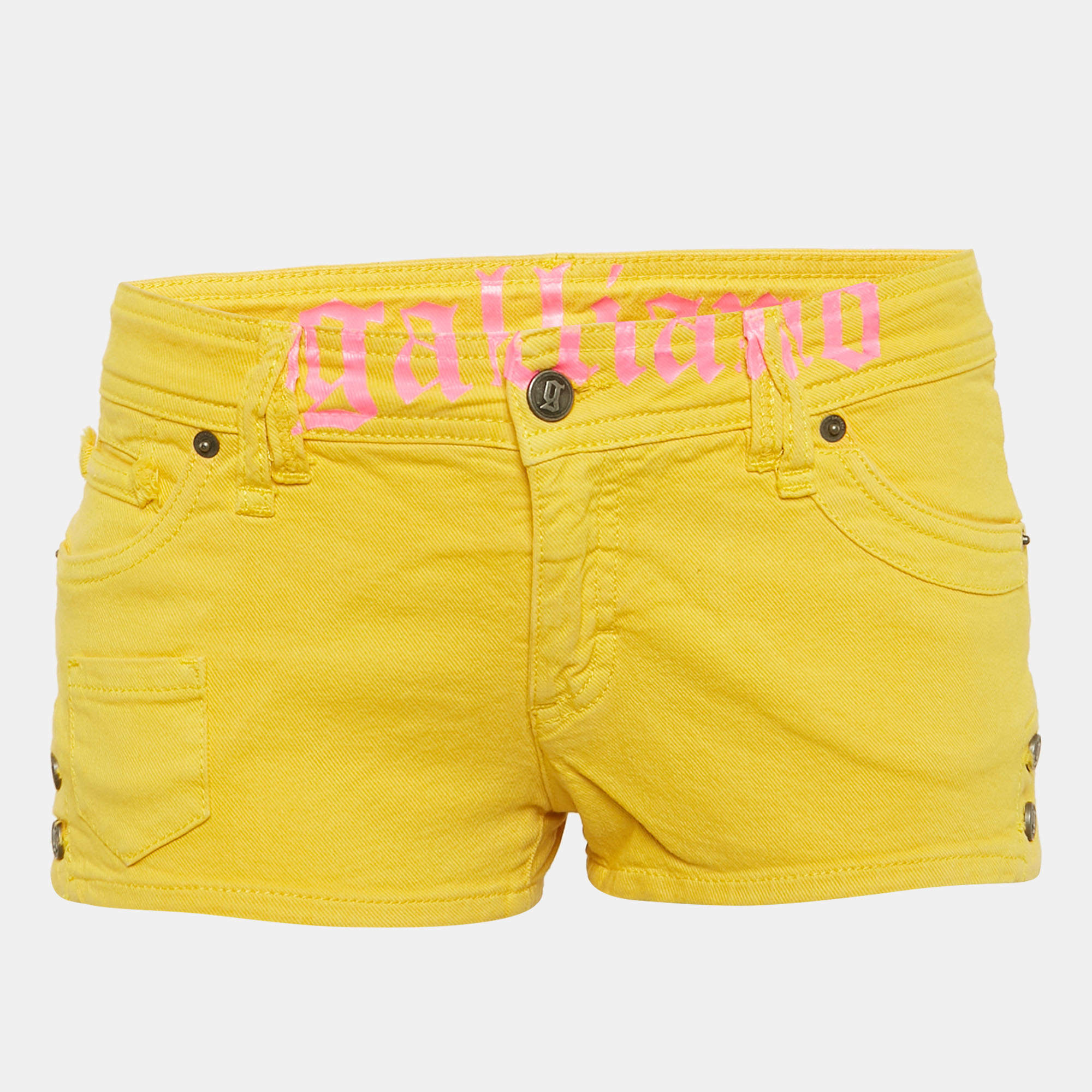 Galliano Yellow Denim Shorts M