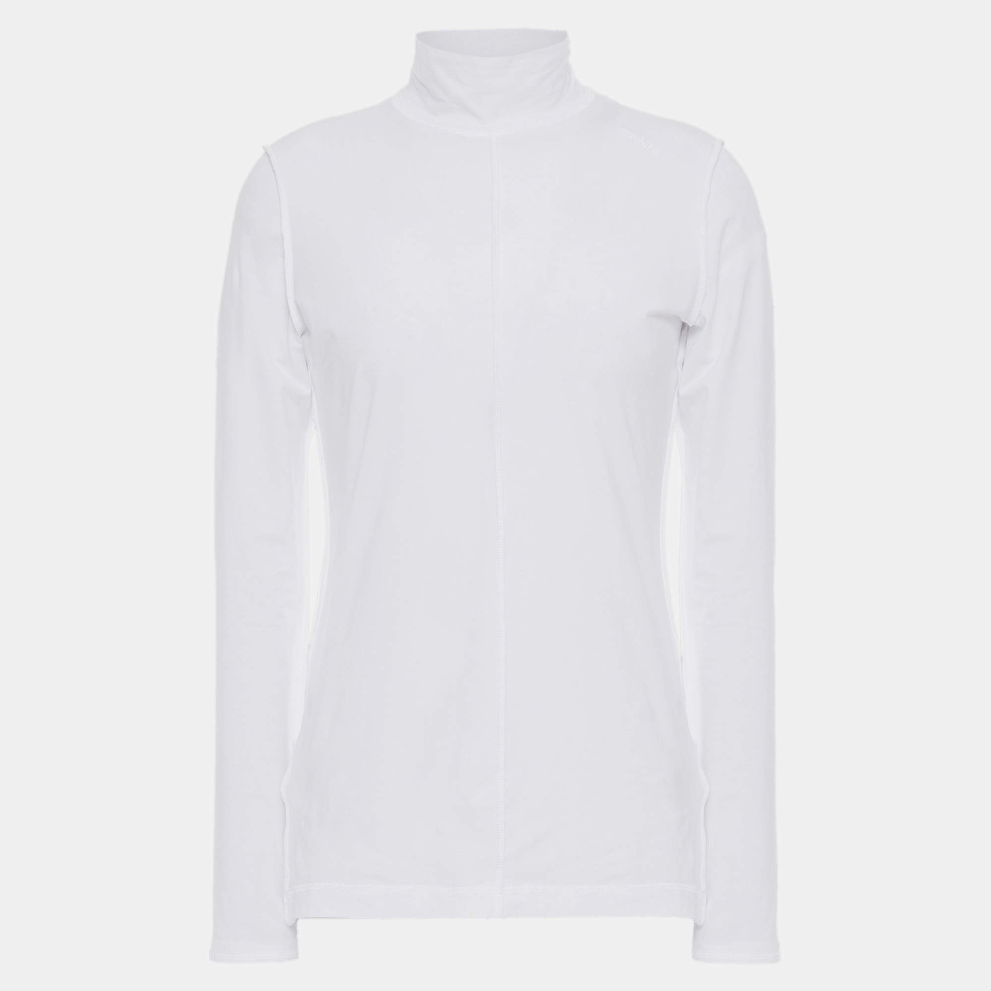 Pre Owned Ganni Cotton Long Sleeved Top EU 38