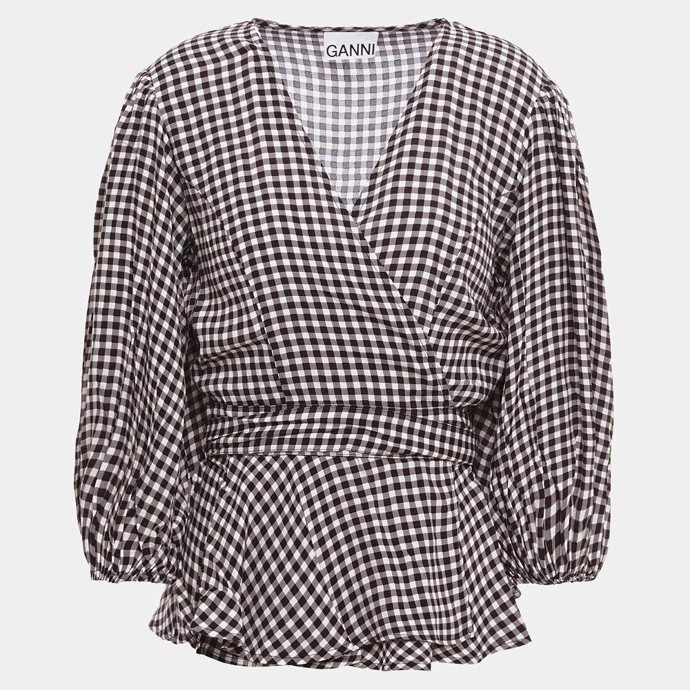 Pre Owned Ganni Viscose 3 Quarter Sleeves Top EU 42