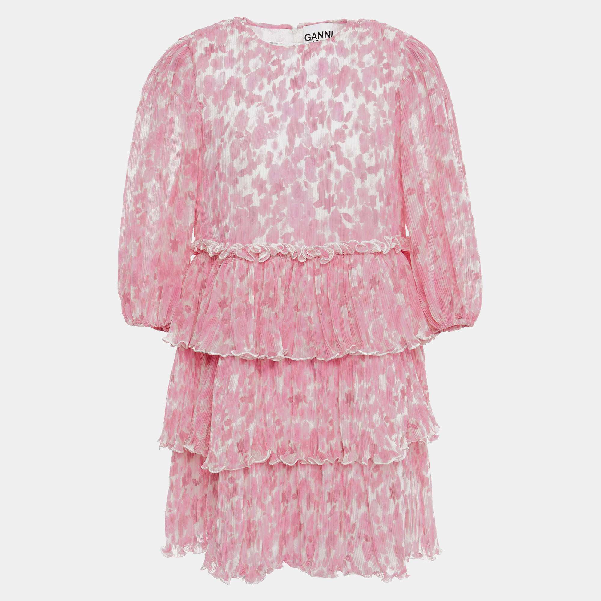 Pre Owned Ganni Poliestere riciclato Mini Dress EU 42