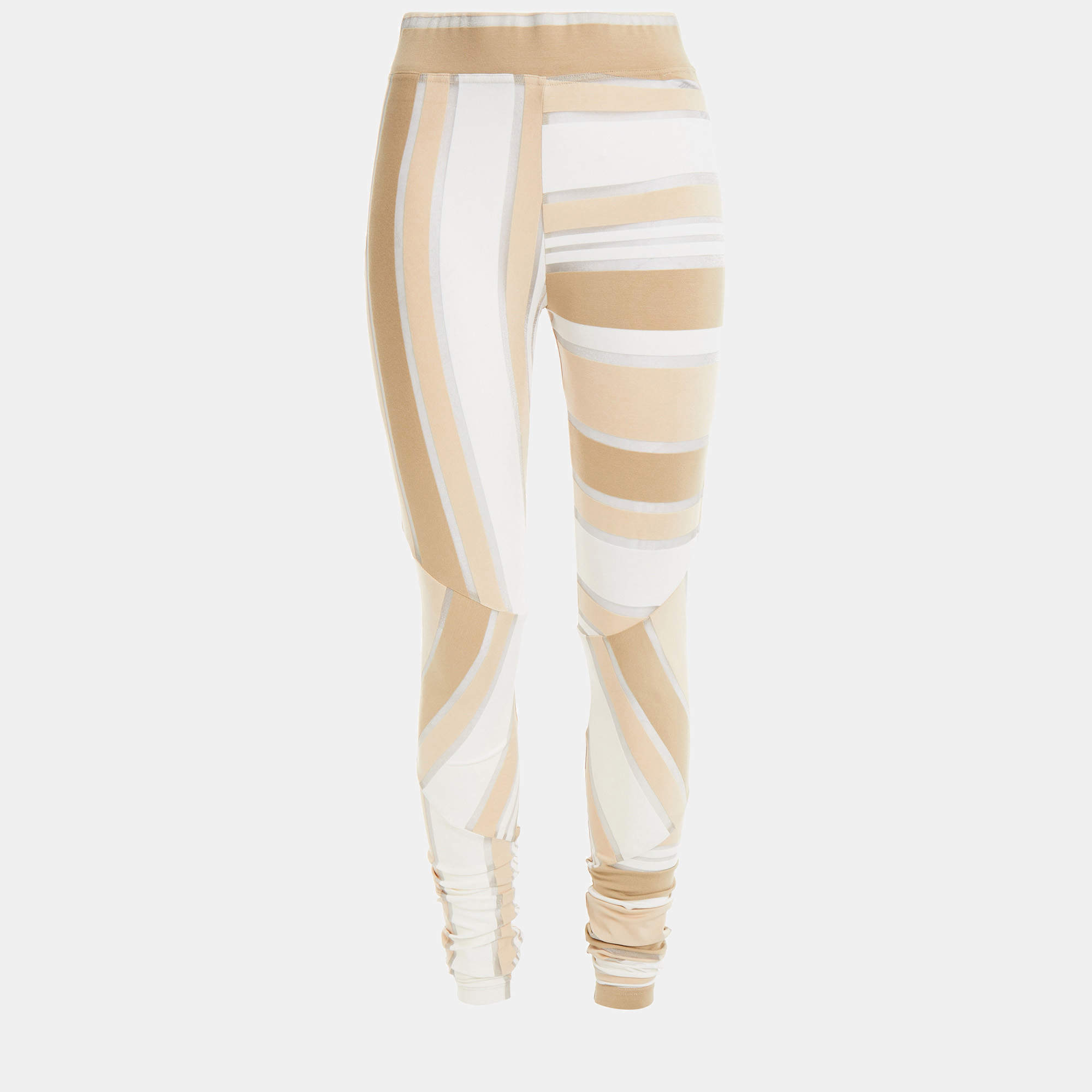 Ganni Beige Striped Jersey Leggings XS (EU 34)