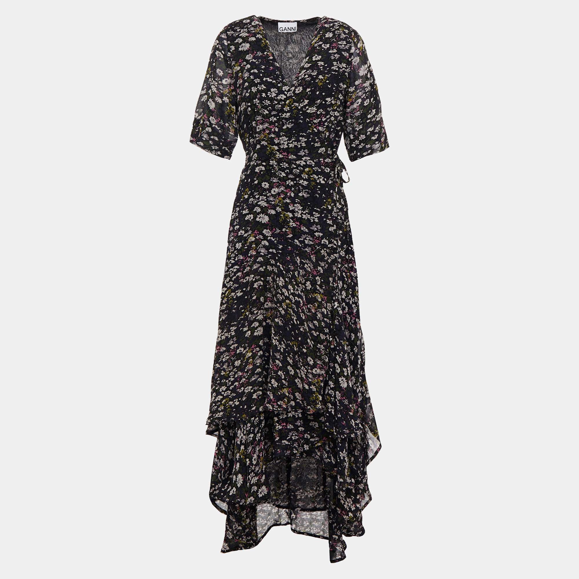 Pre Owned Ganni Viscose Midi Dress EU 36