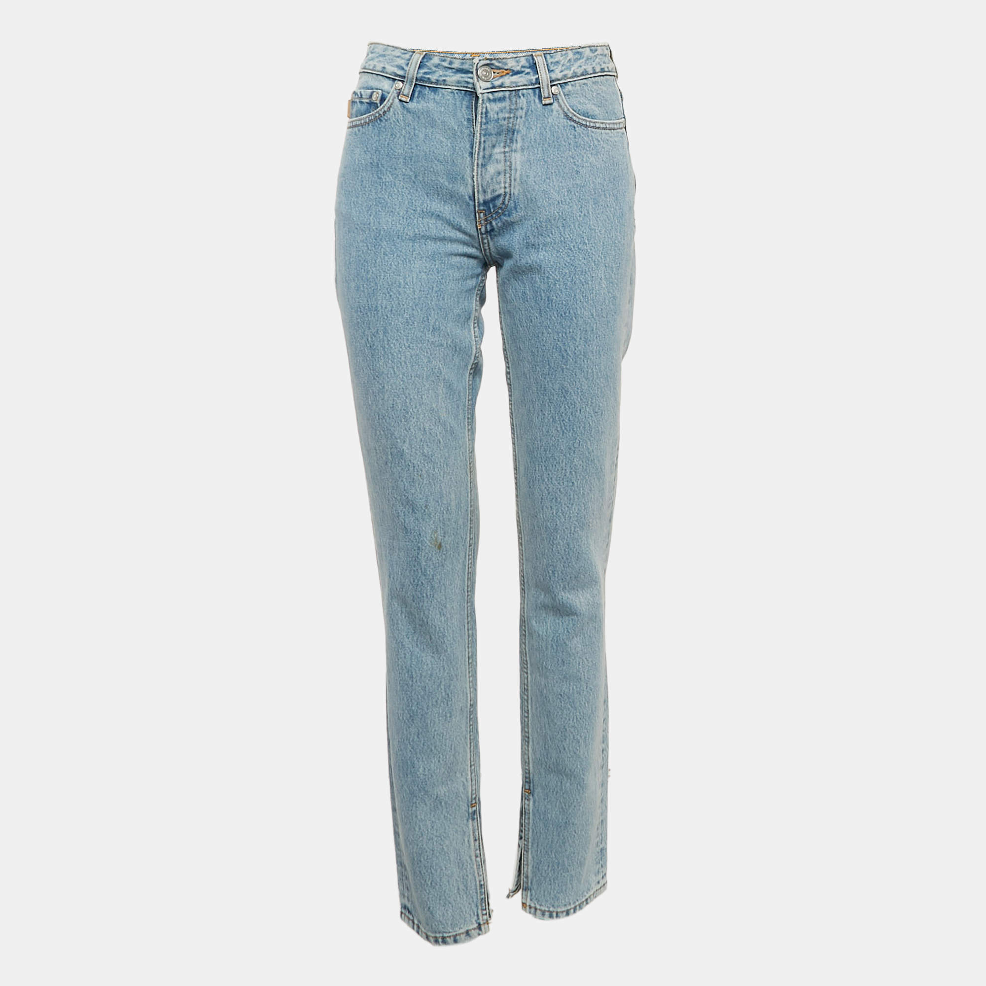 Ganni Blue Denim Straight Leg Jeans S Waist 25"