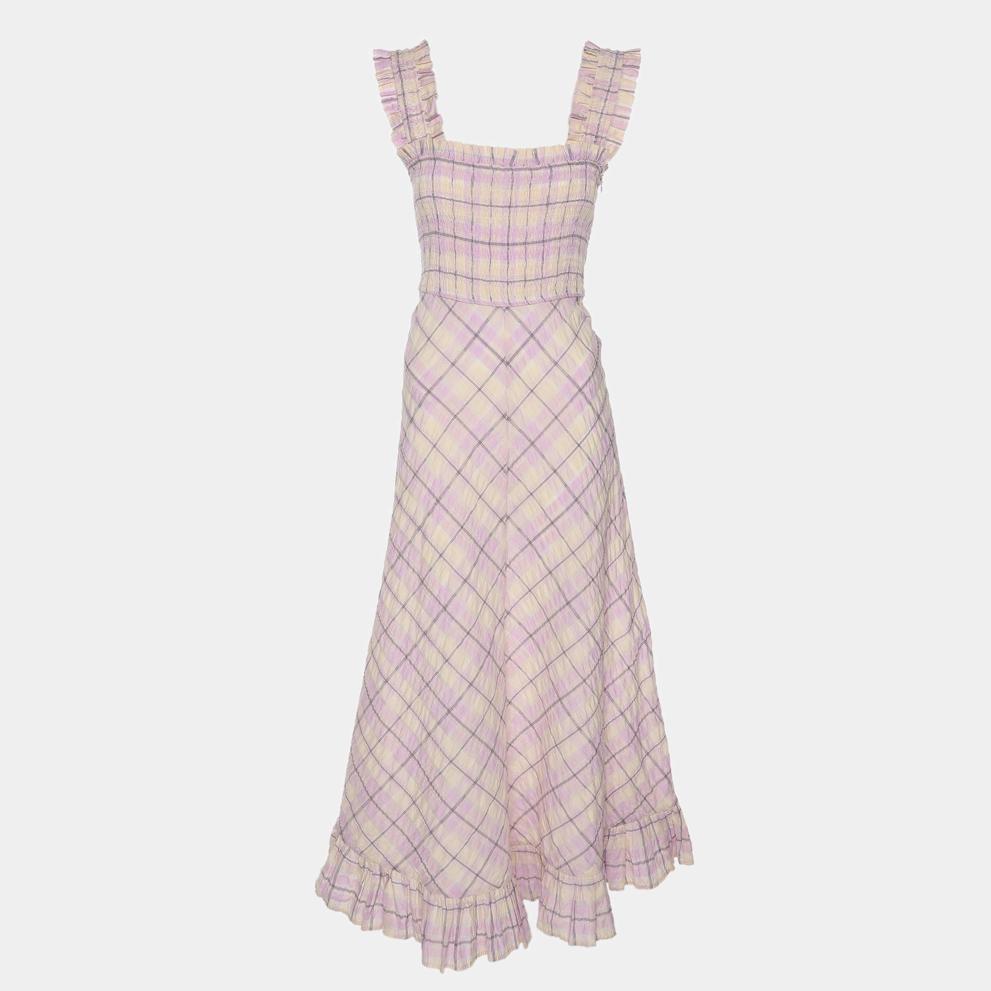 Pre Owned Ganni Multicolor Cotton Blend Long Dress M