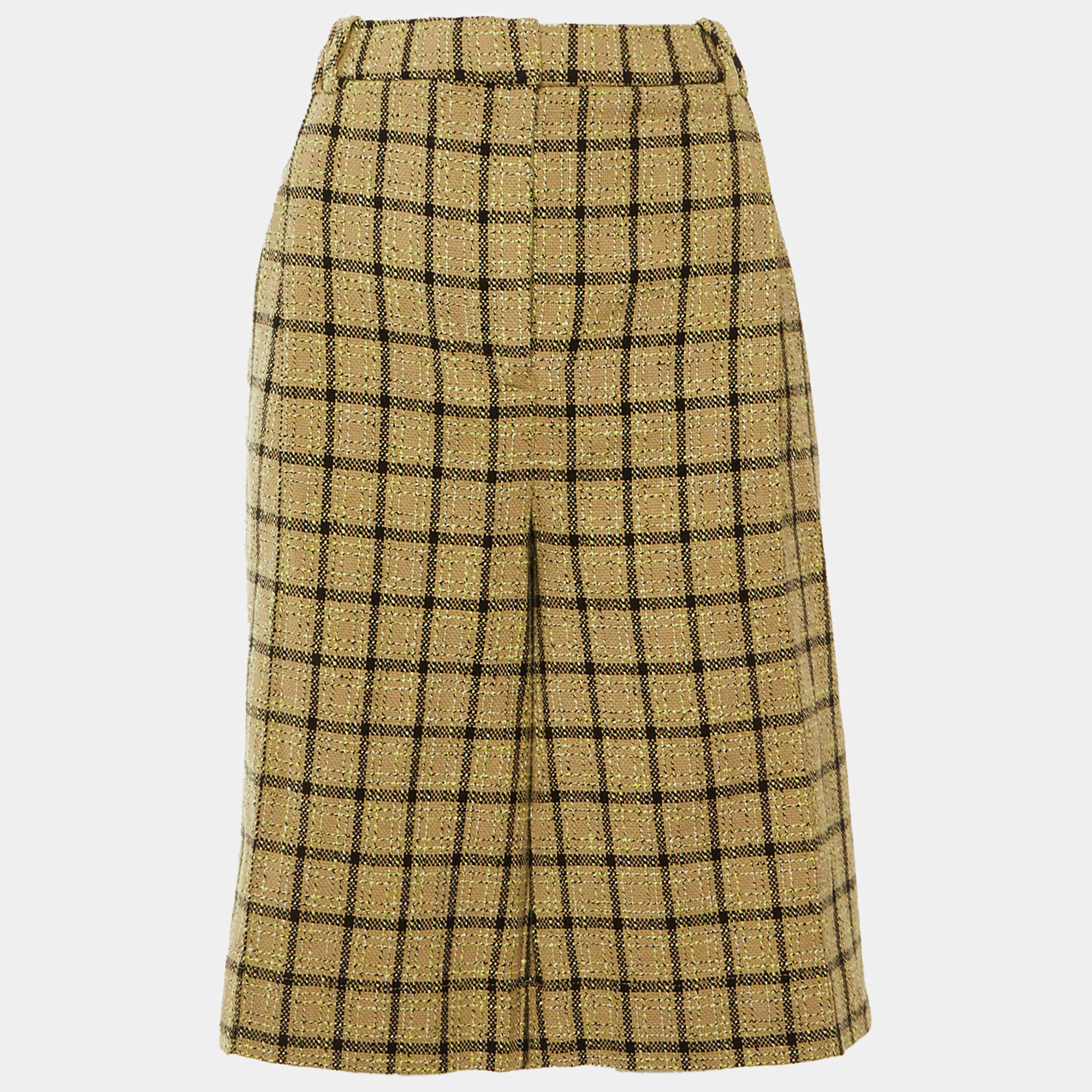 مملوكة مسبقًا شورت جانّي بيج قطن بمربعات وأطراف مثنية مقاس كبير جداً مريح