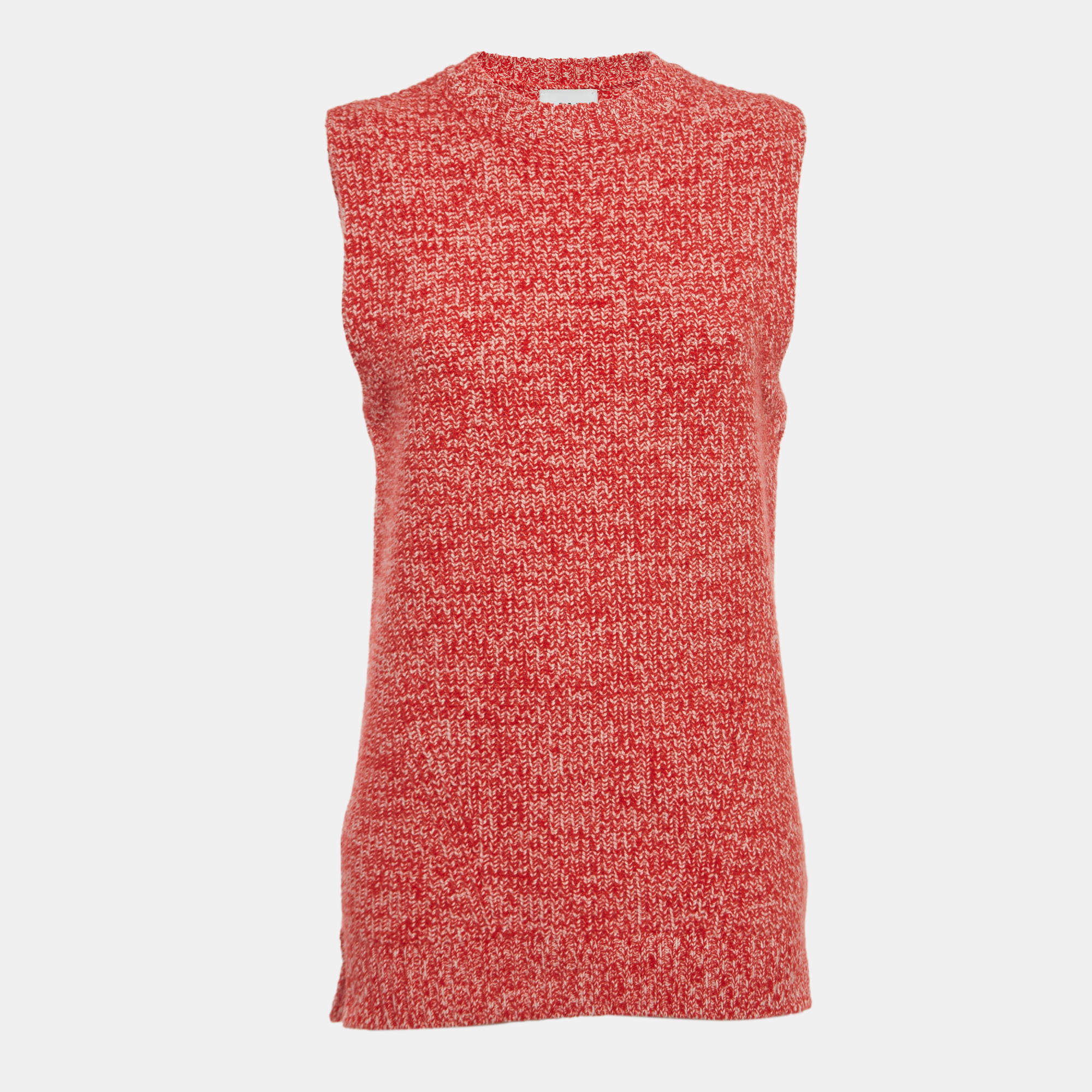 Pre Owned Ganni Red/Pink Knit Sleeveless Top XS