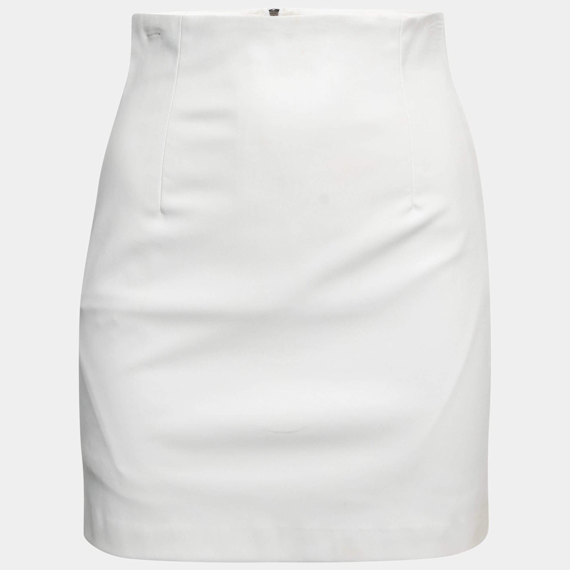 Pre Owned Gauge 81 White Faux Leather Mini Skirt S