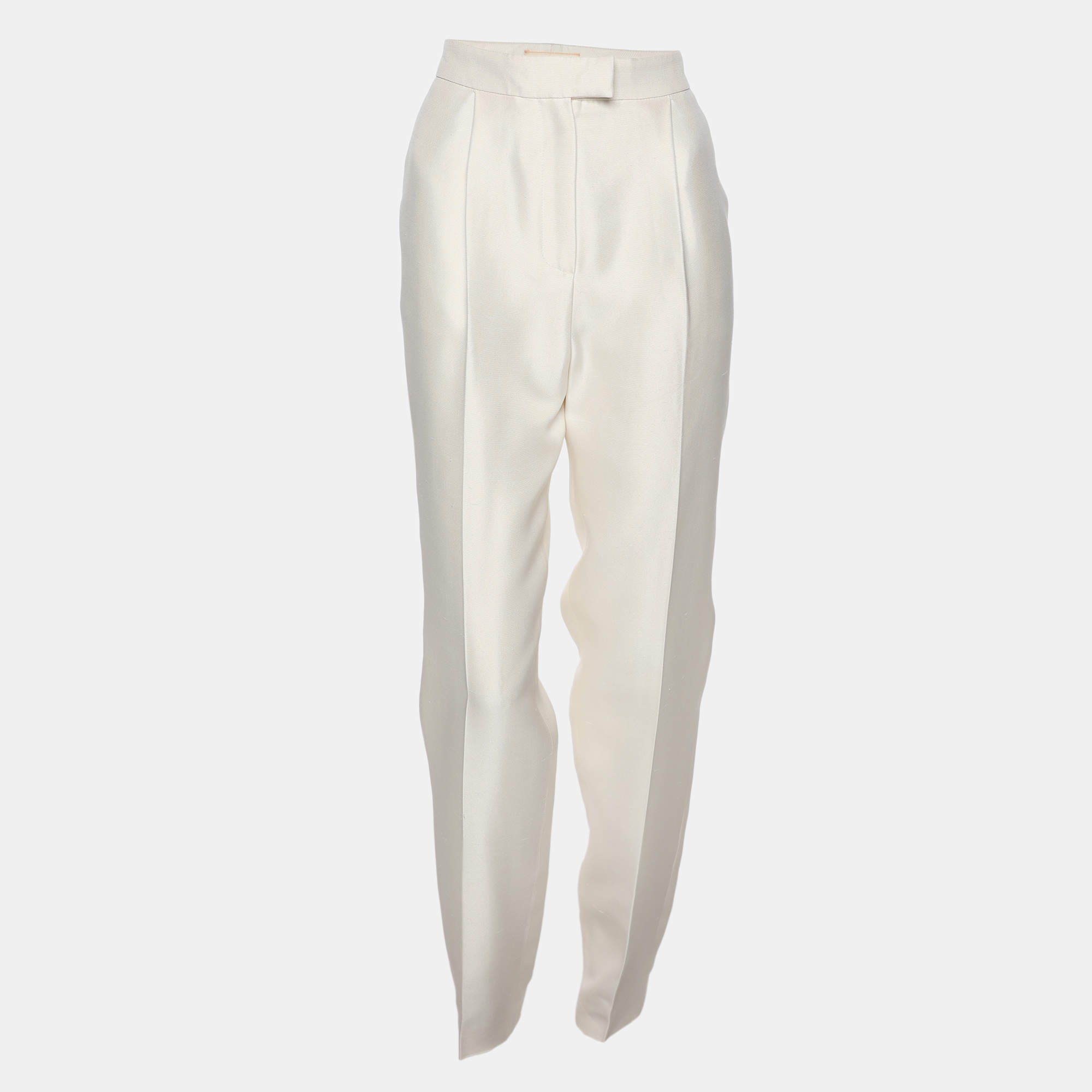 Pre Owned Giambattista Valli Off White Silk Trouser XS