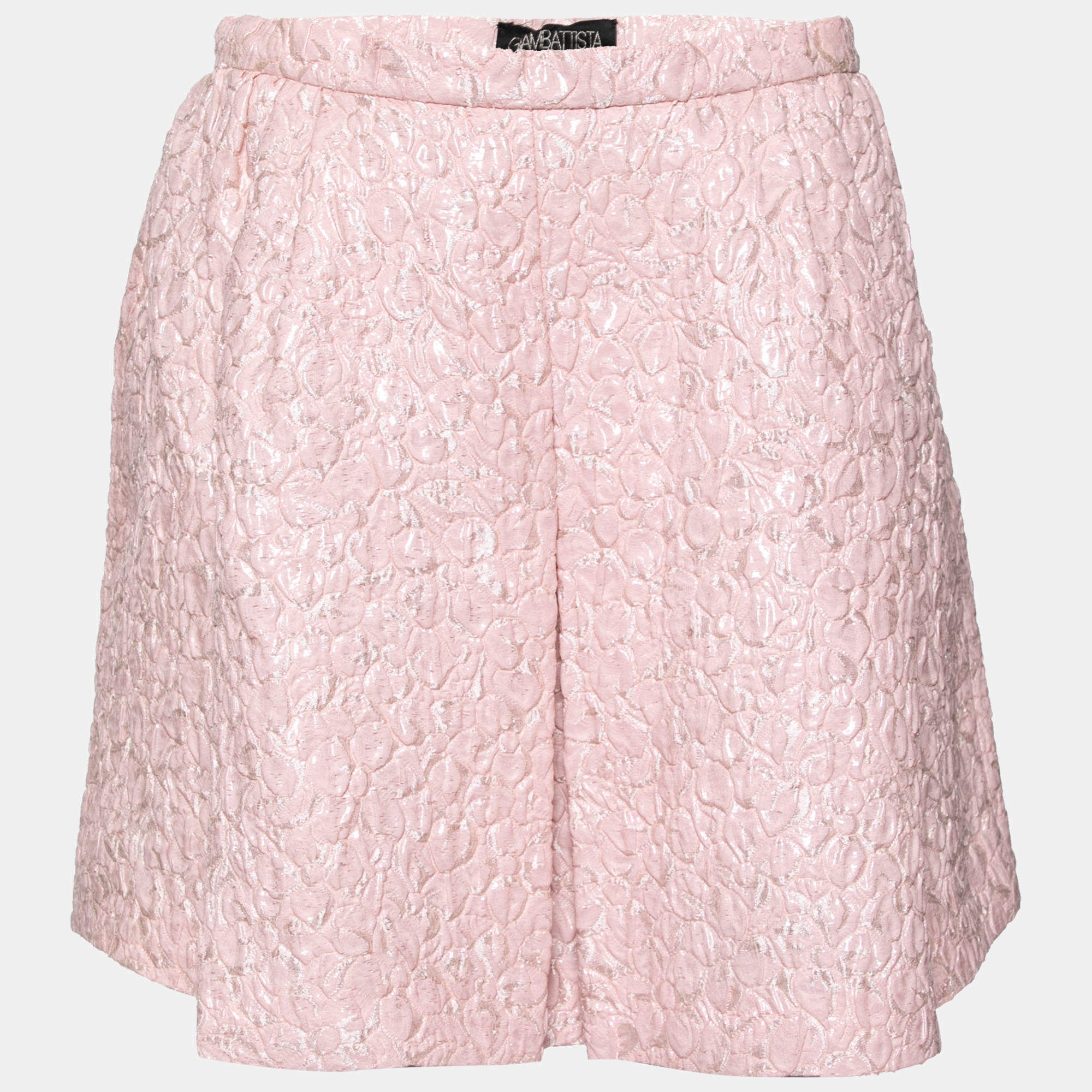 Pre Owned Giambattista Valli Pink Floral Jacquard Pleated Mini Skirt M