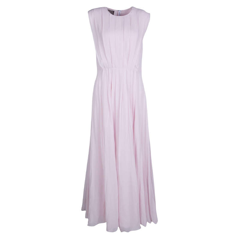 مملوكة مسبقًا Giambattista Valli Blush Pink Silk Chiffon Sleeveless Maxi Dress M