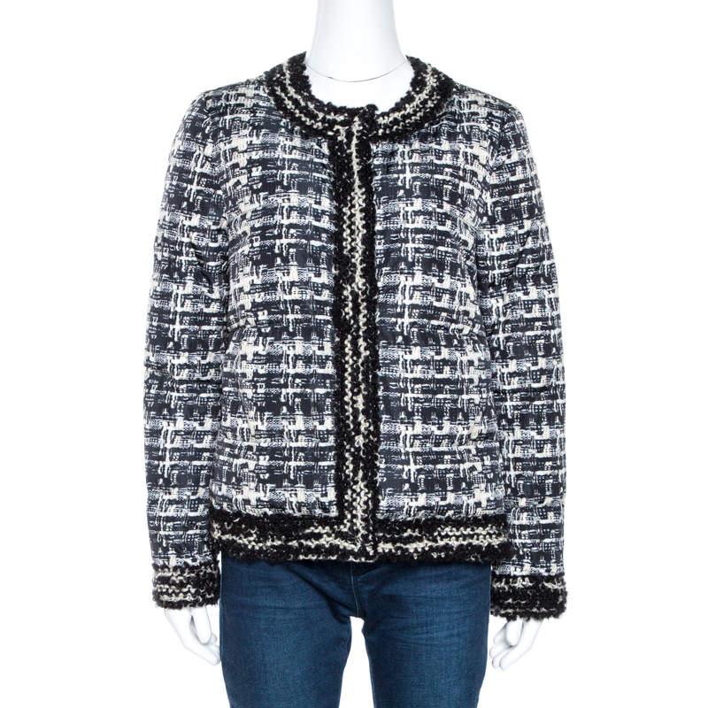 Giambattista Valli Monochrome Printed Button Front Jacket M