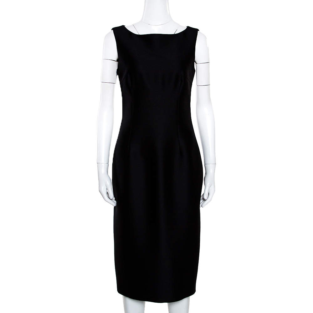 Pre Owned Giambattista Valli Black Silk Wool Sleeveless Pencil Dress S