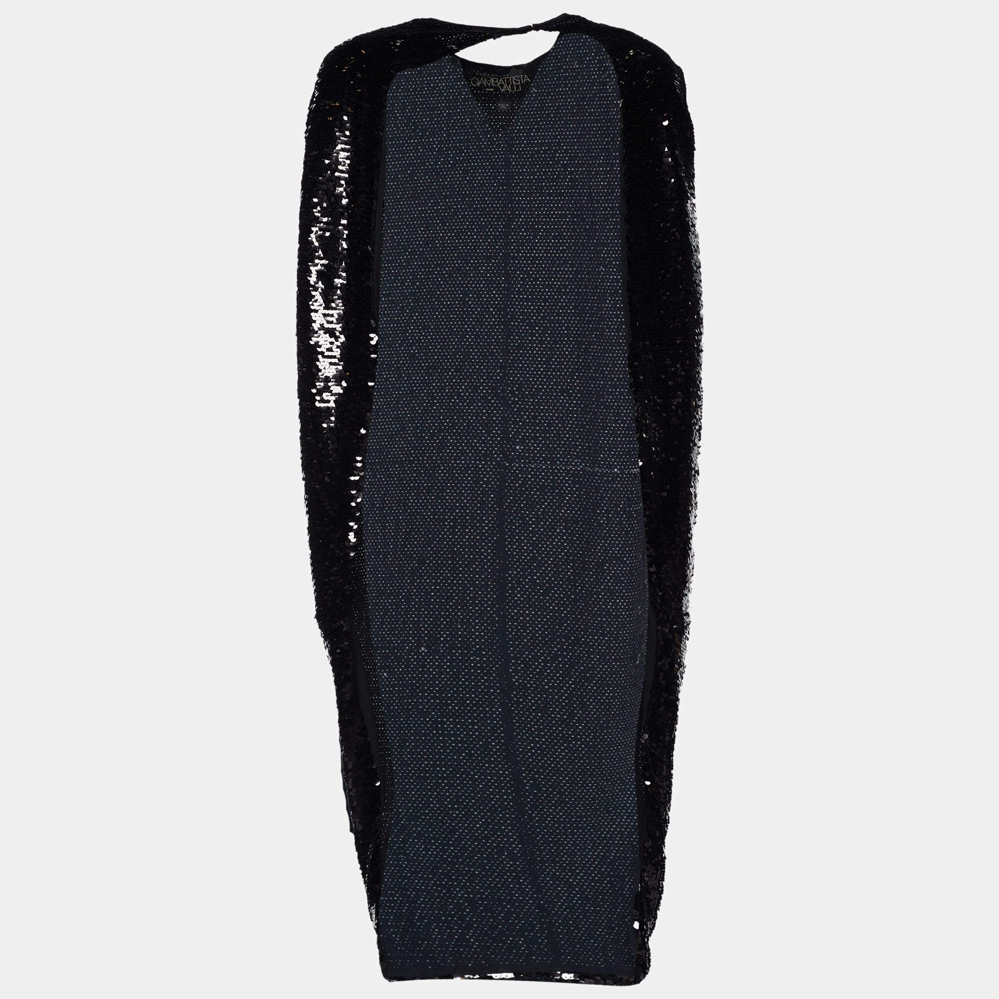 Pre Owned Giambattista Valli Black Sequin Cape M
