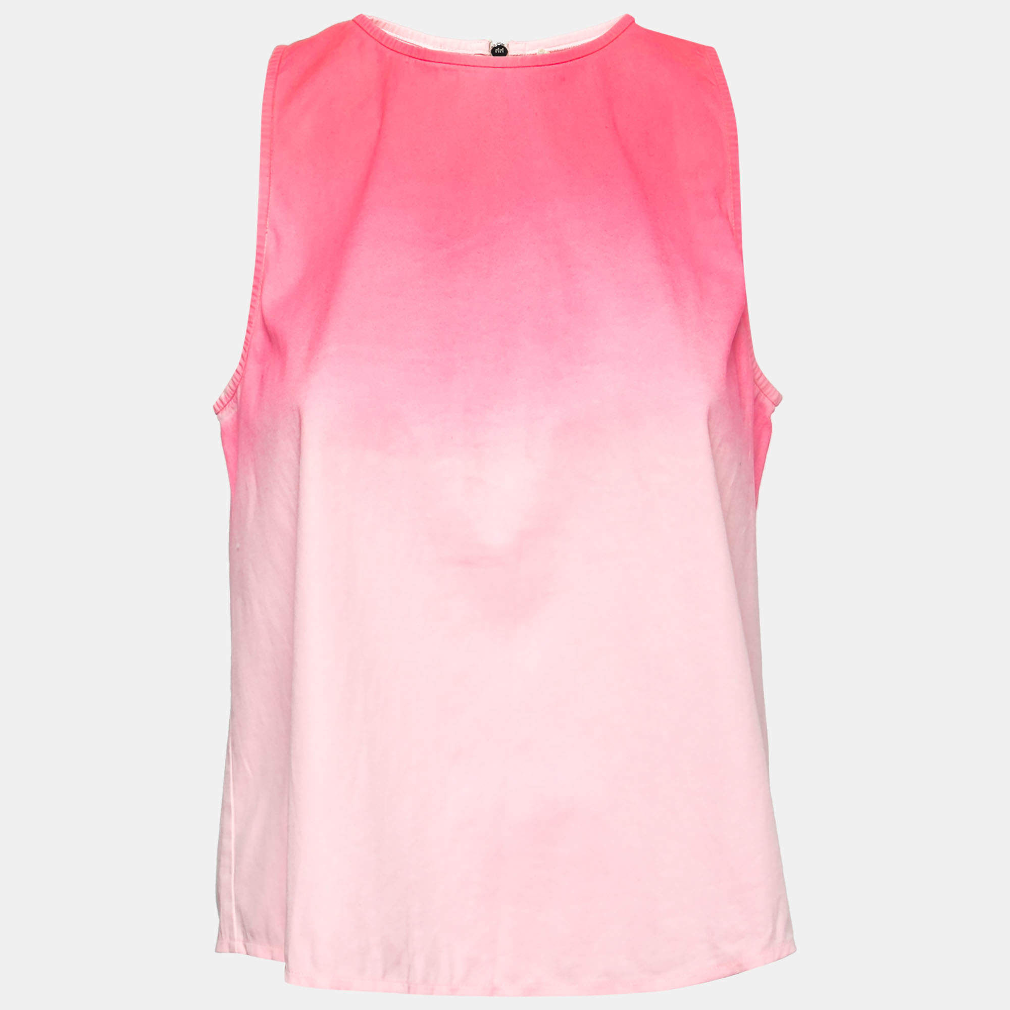 Pre Owned Giambattista Valli Neon Pink Ombre Stretch Cotton Tank Top M