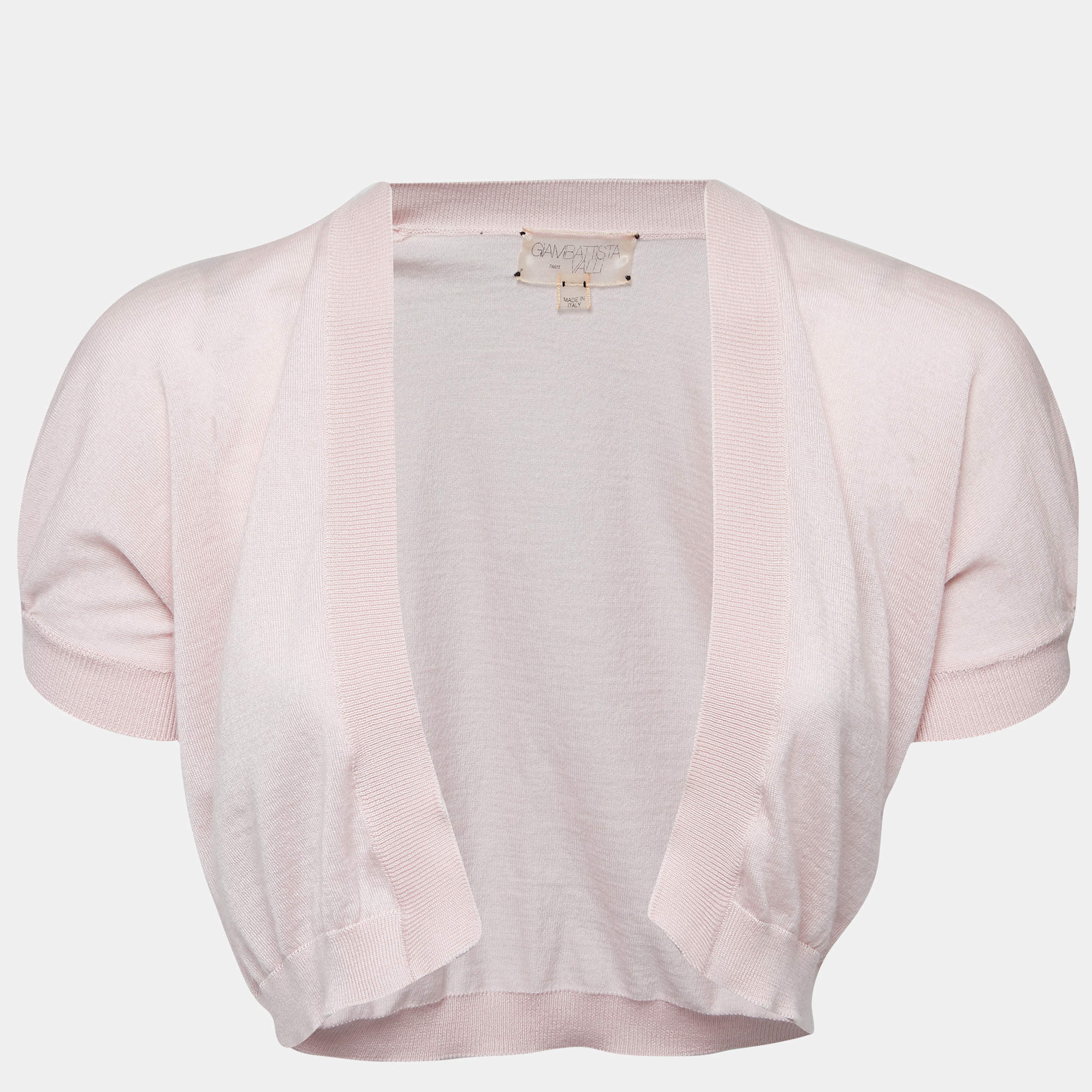 Pre Owned Giambattista Valli Pink Cashmere Cropped Shrug M