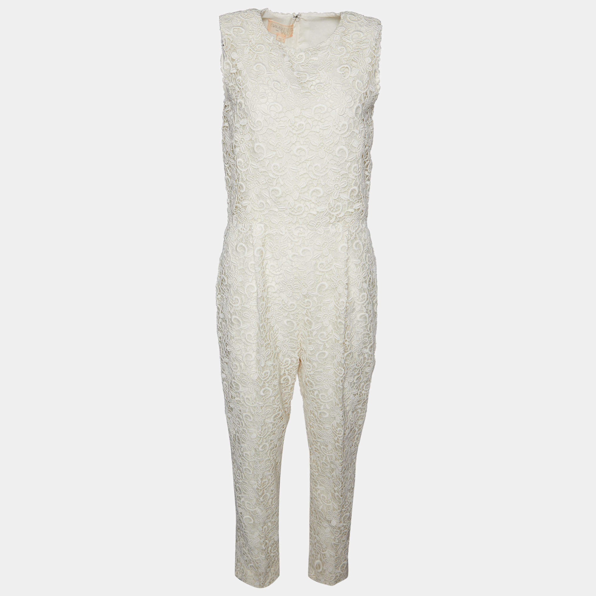 Giambattista Valli White Lace Sleeveless Jumpsuit M