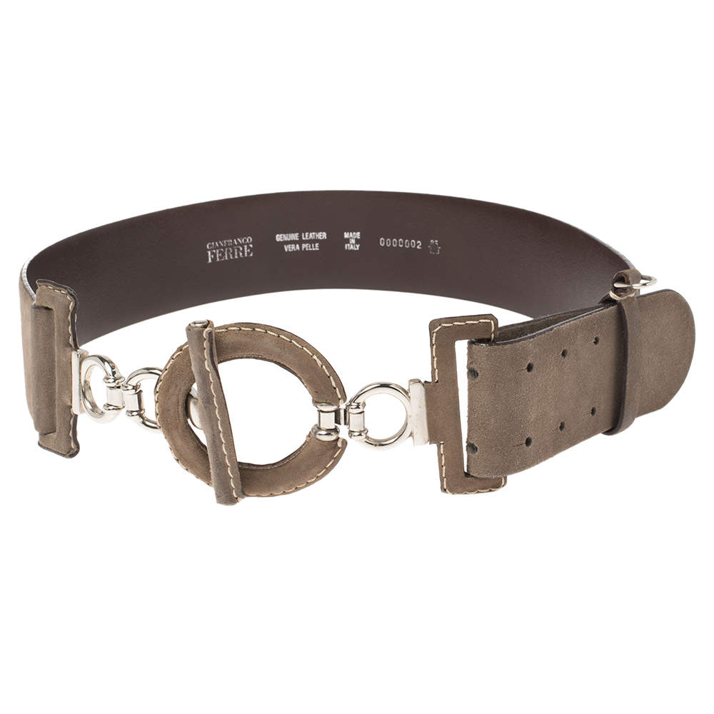 Gianfranco Ferre Brown Suede Wide Belt Size 85 CM