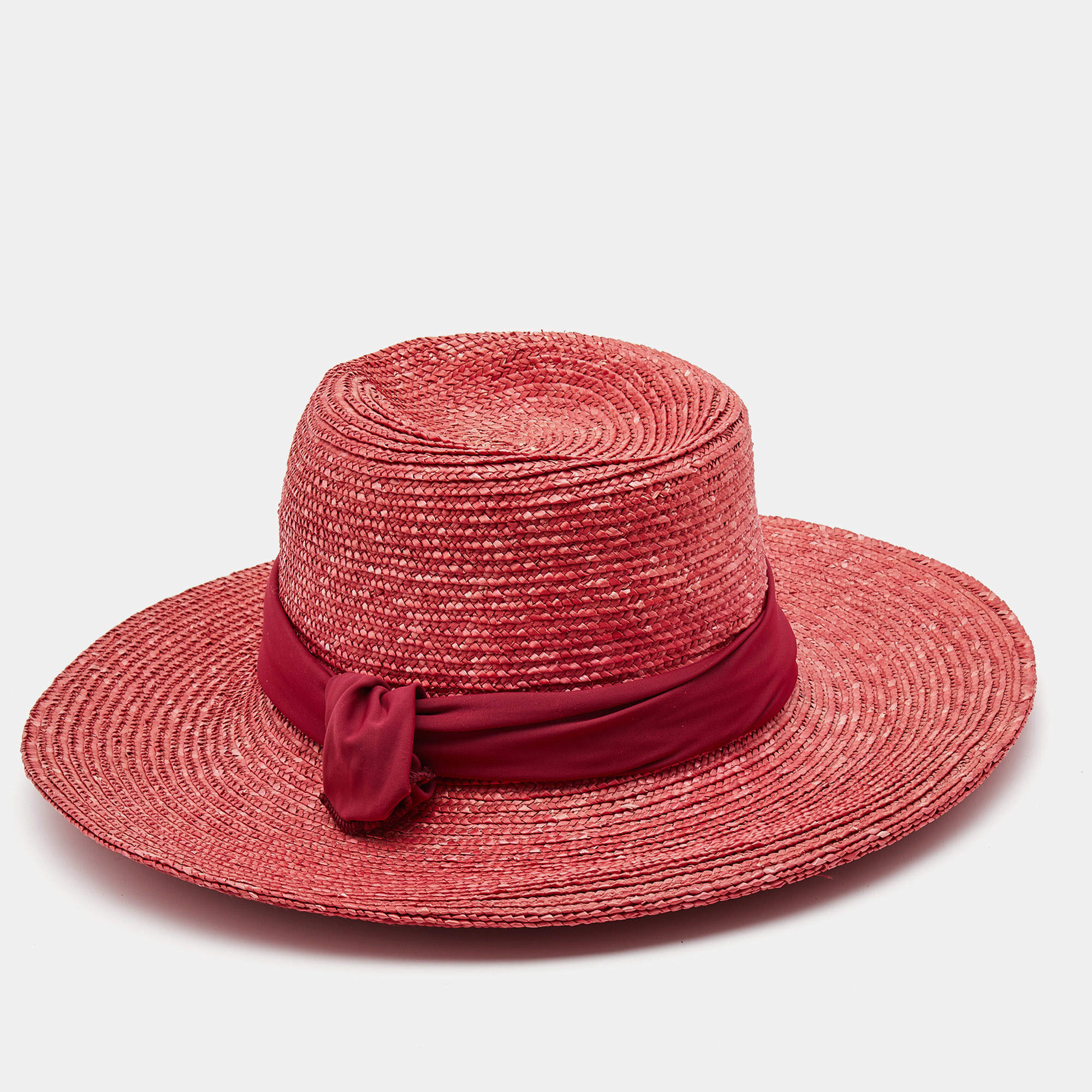 Gianfranco Ferre Vintage Pink Straw Hat M