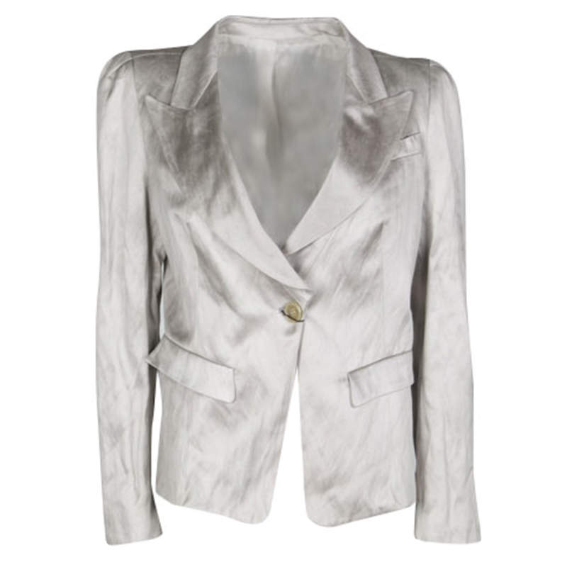 Pre Owned Gianfranco Ferre Grey Satin Tailored Blazer L