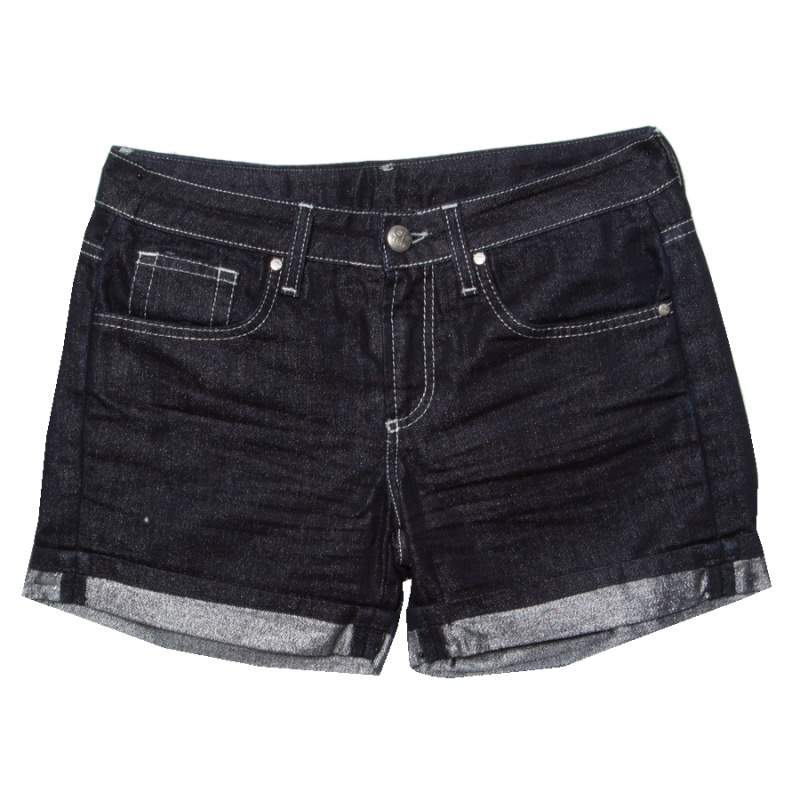 GF Ferre Indigo Dark Wash Metallic Denim Shorts S