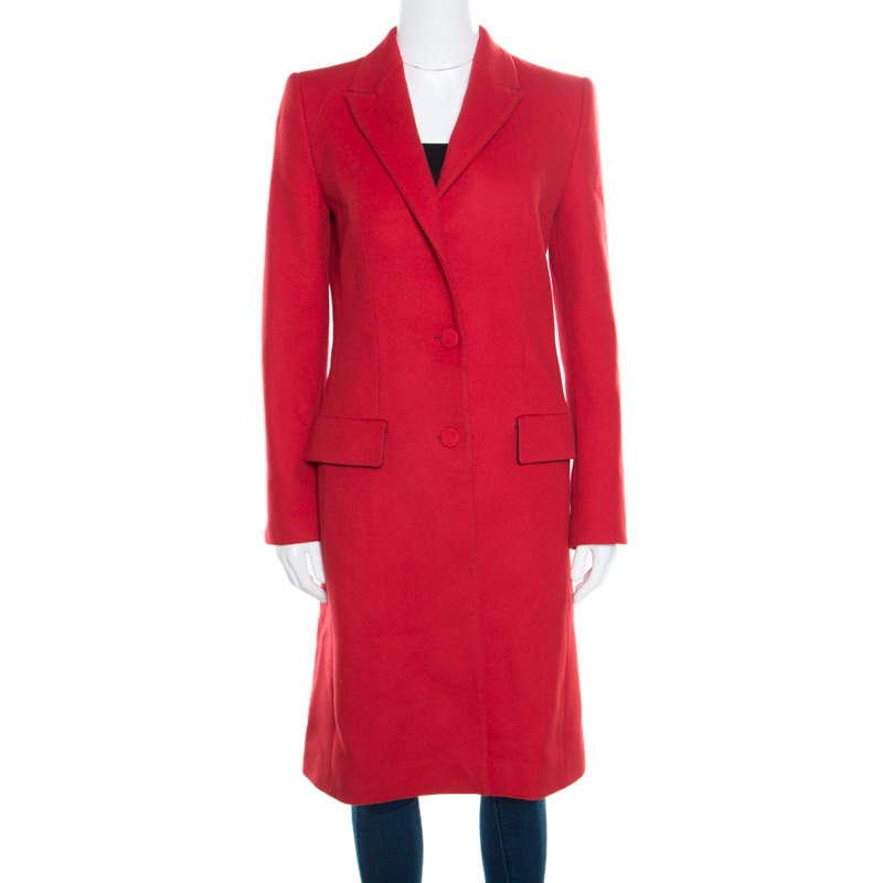 Gianfranco Ferre Red Wool and Cashmere Long Coat S