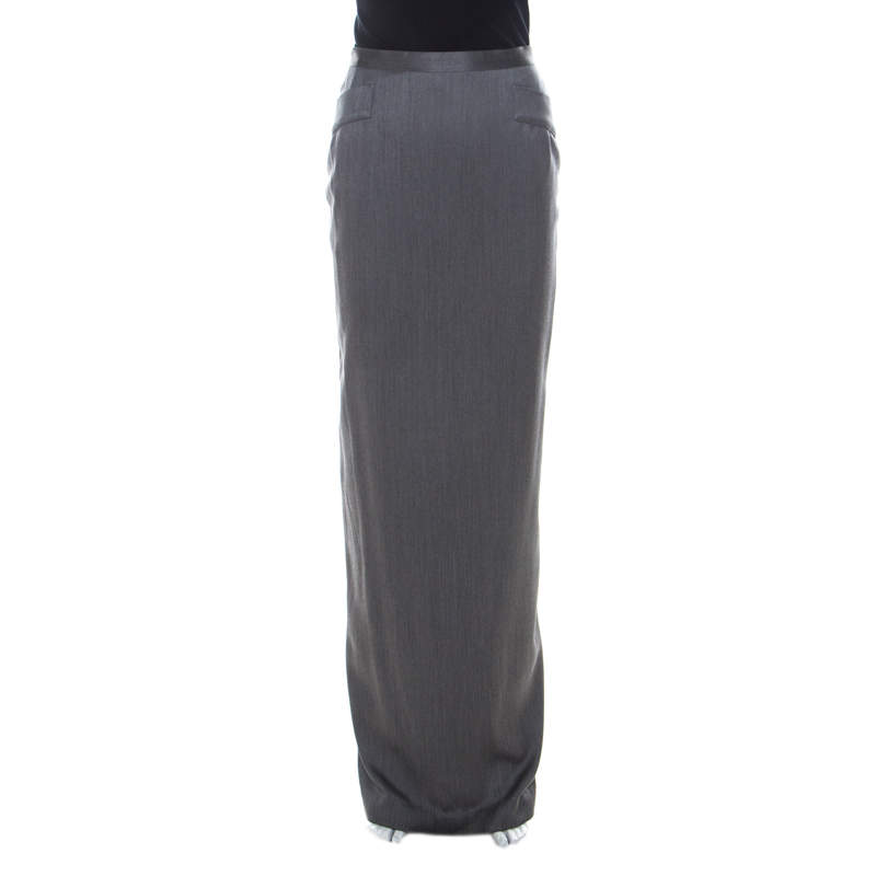Gianfranco Ferre Grey Wool & Silk Blend Maxi Skirt M