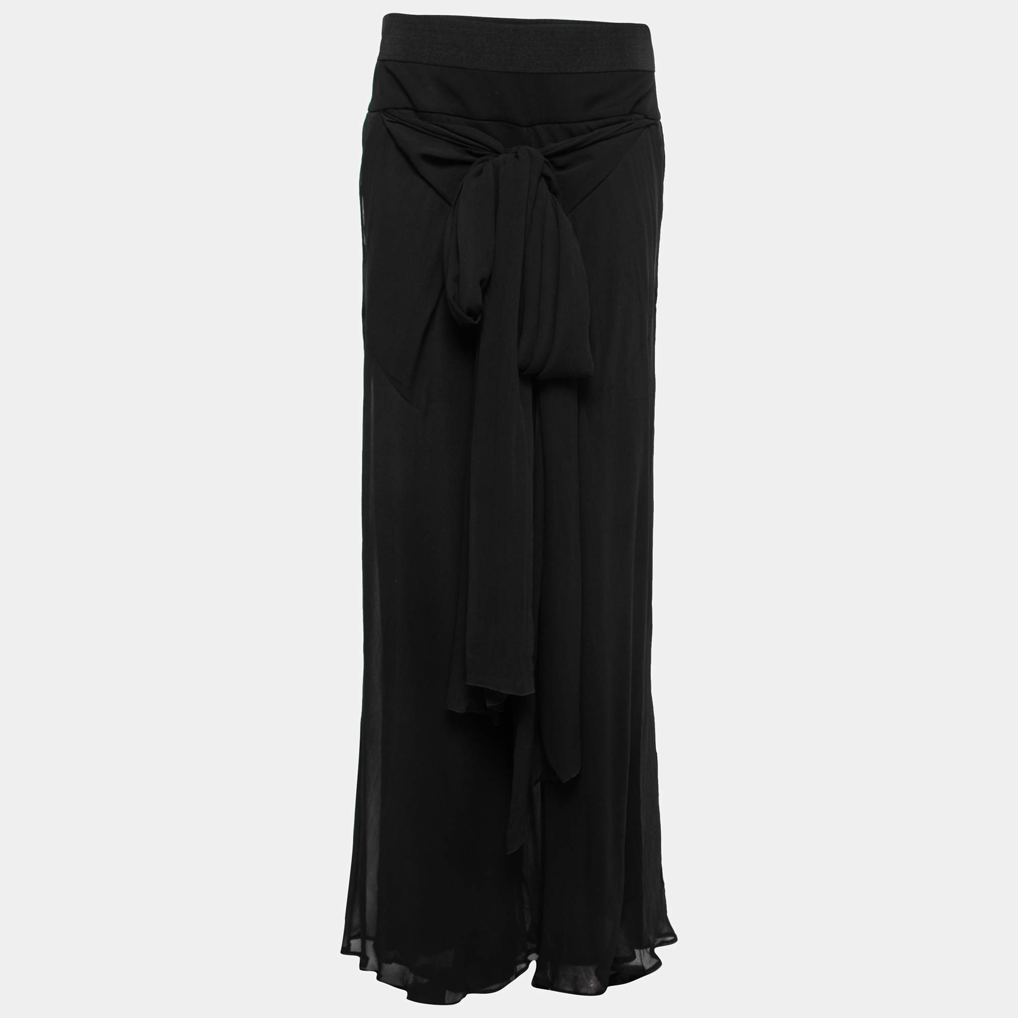 Gianfranco Ferre Vintage Silk-Chiffon Wrap-Effect Wide Leg Pants L