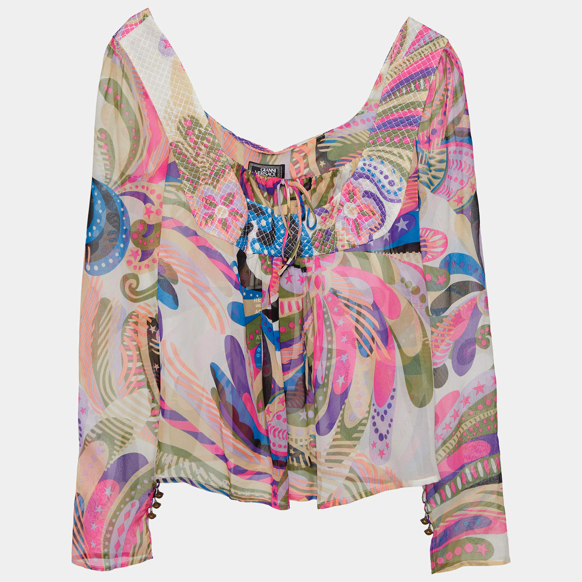 Gianni Versace  Multicolor Printed Silk Top L