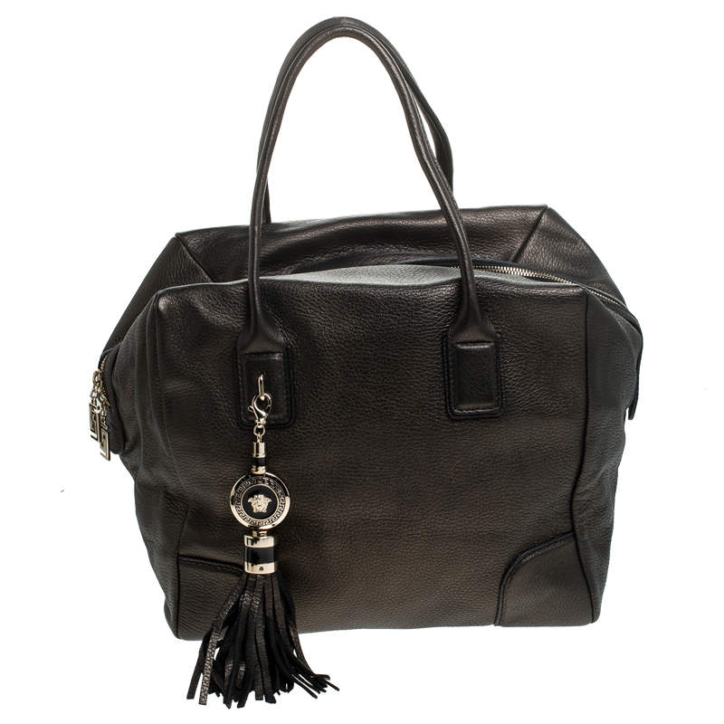 Pre Owned Versace Dark Bronze Leather Vanitas Satchel