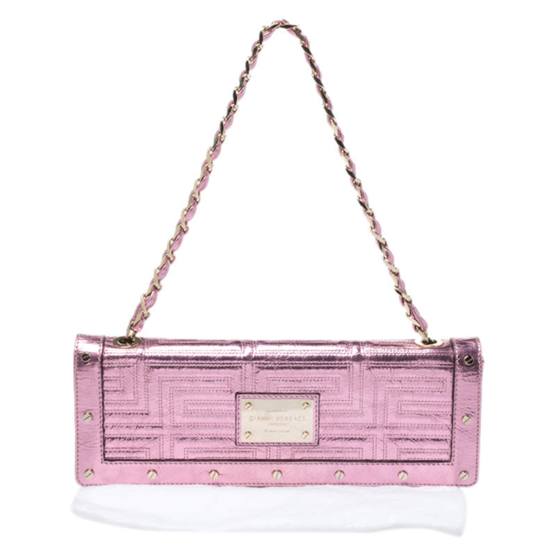 Gianni Versace Couture Women's Quilted Leather Pink Handbag Shoulder Bag