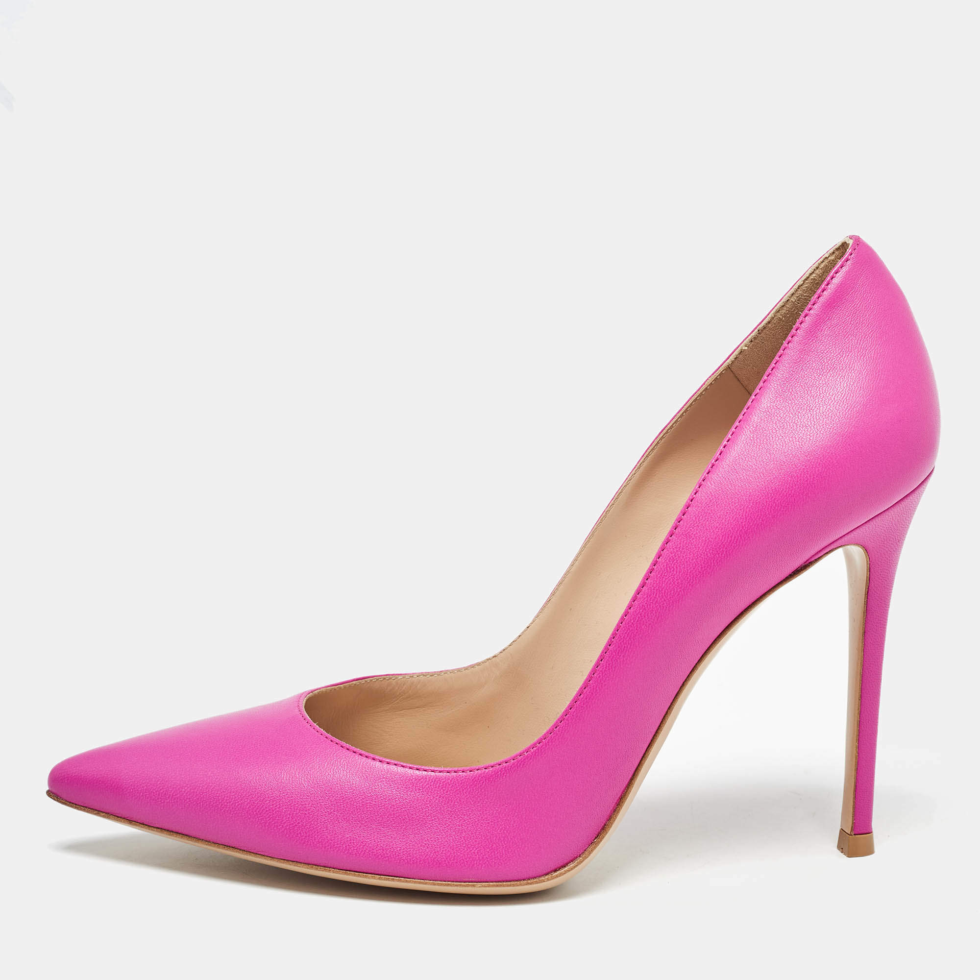 Pre Owned Gianvito Rossi Pink Calf Leather Gianvito 105 Pumps Size 40