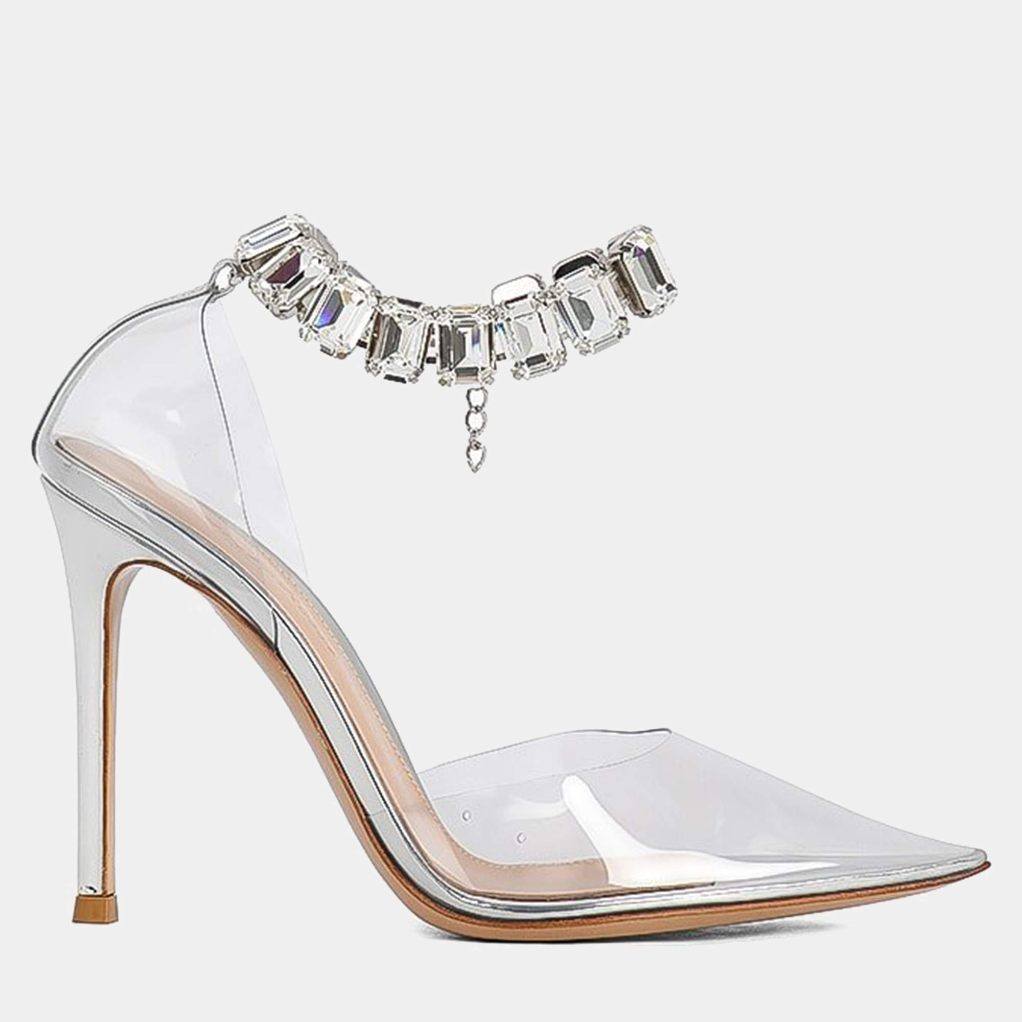 Gianvito Rossi Transparent PVC Crystal Embellished Transparent Pumps EU 41