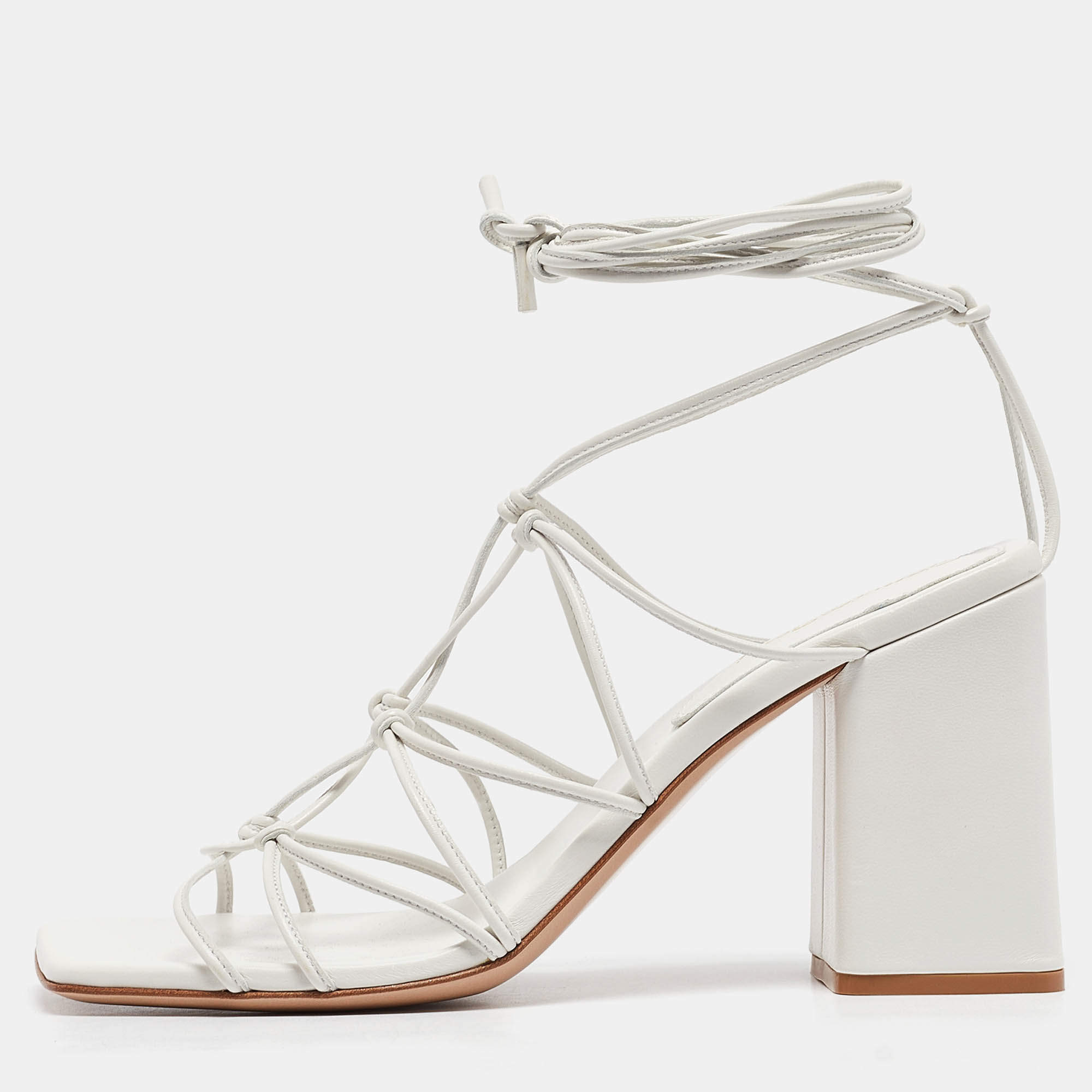 Gianvito Rossi White Leather Minas Sandals Size 40.5