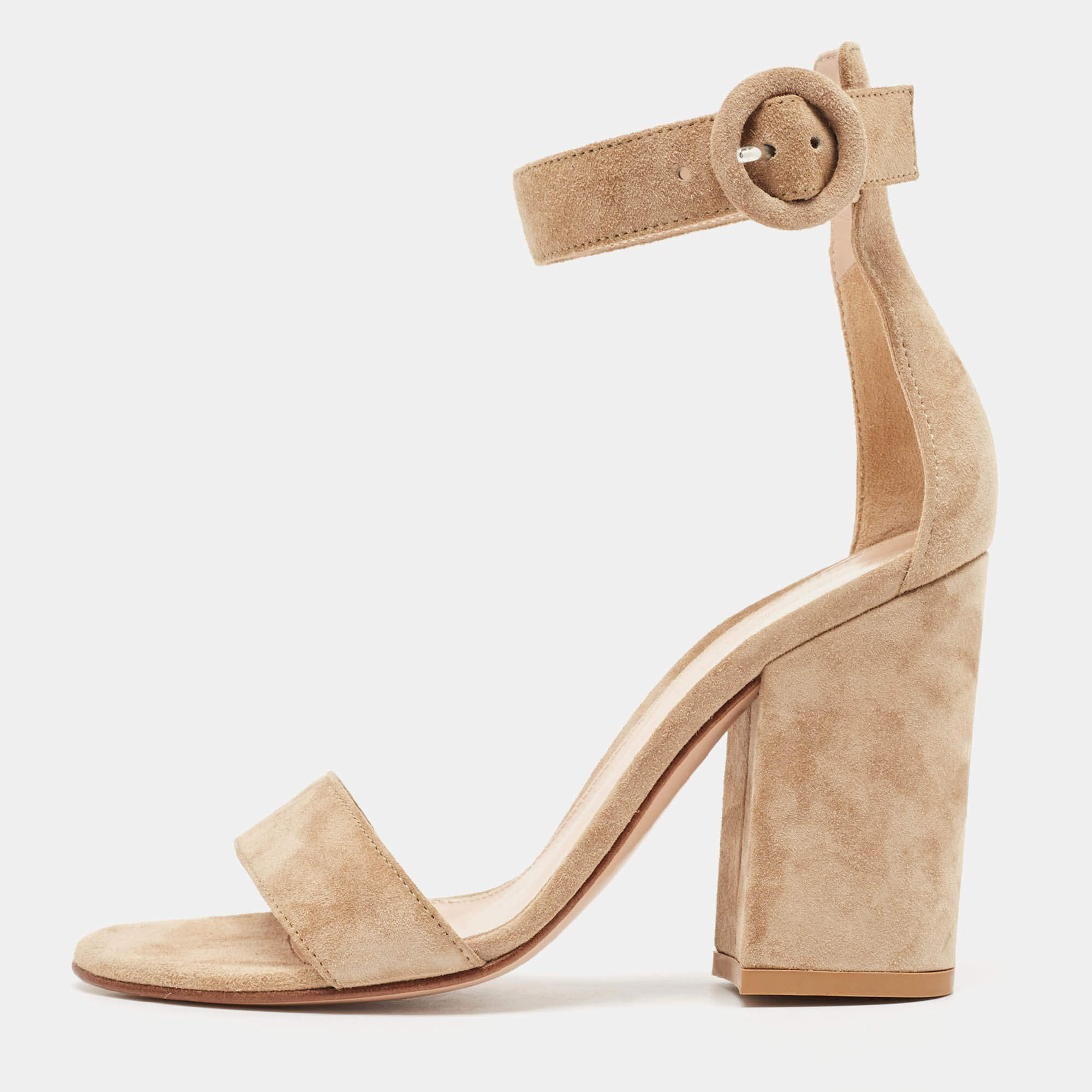 Pre Owned Gianvito Rossi Beige Suede Versilia Sandals Size 34