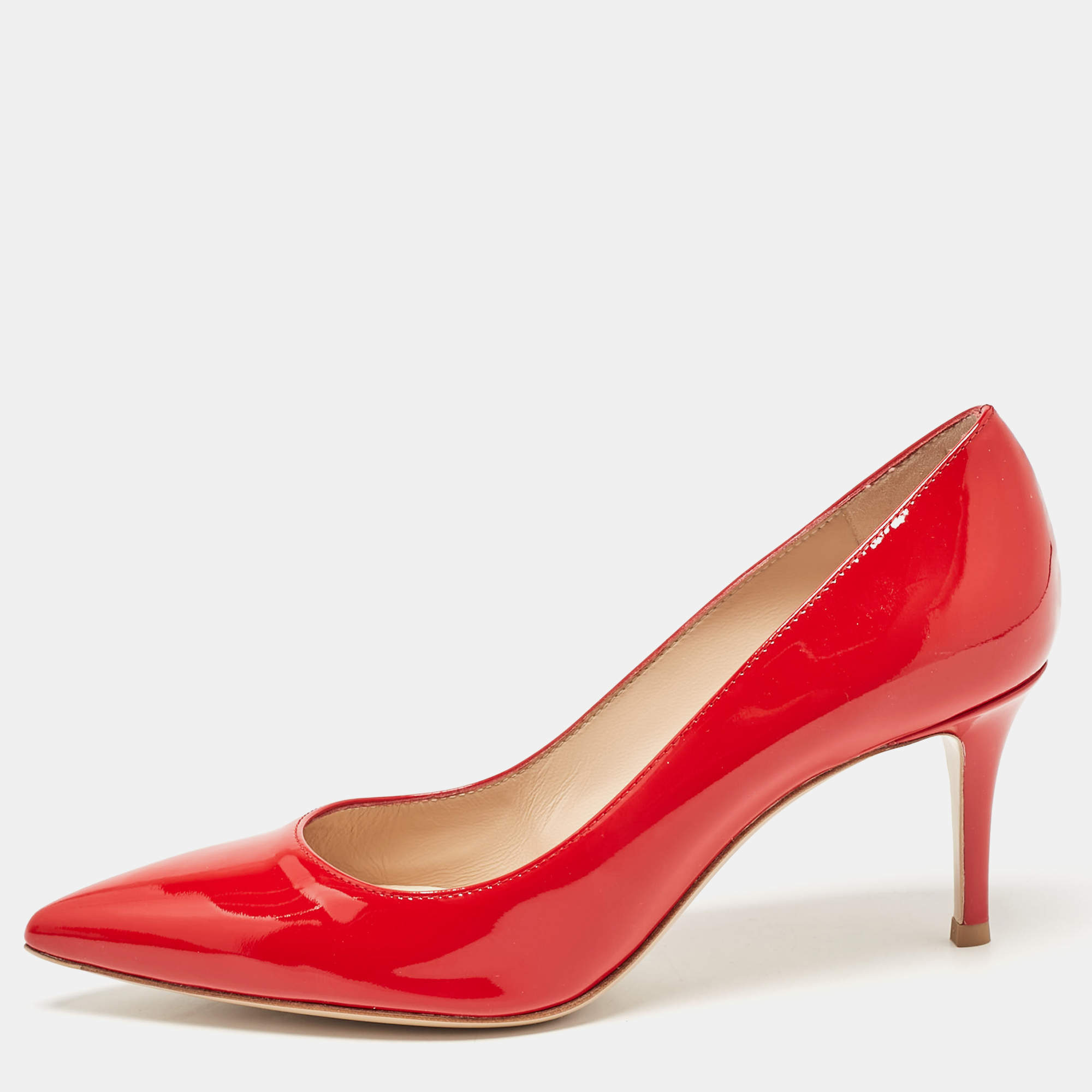 Gianvito Rossi Red Patent Leather Gianvito 105 Pumps Size 38