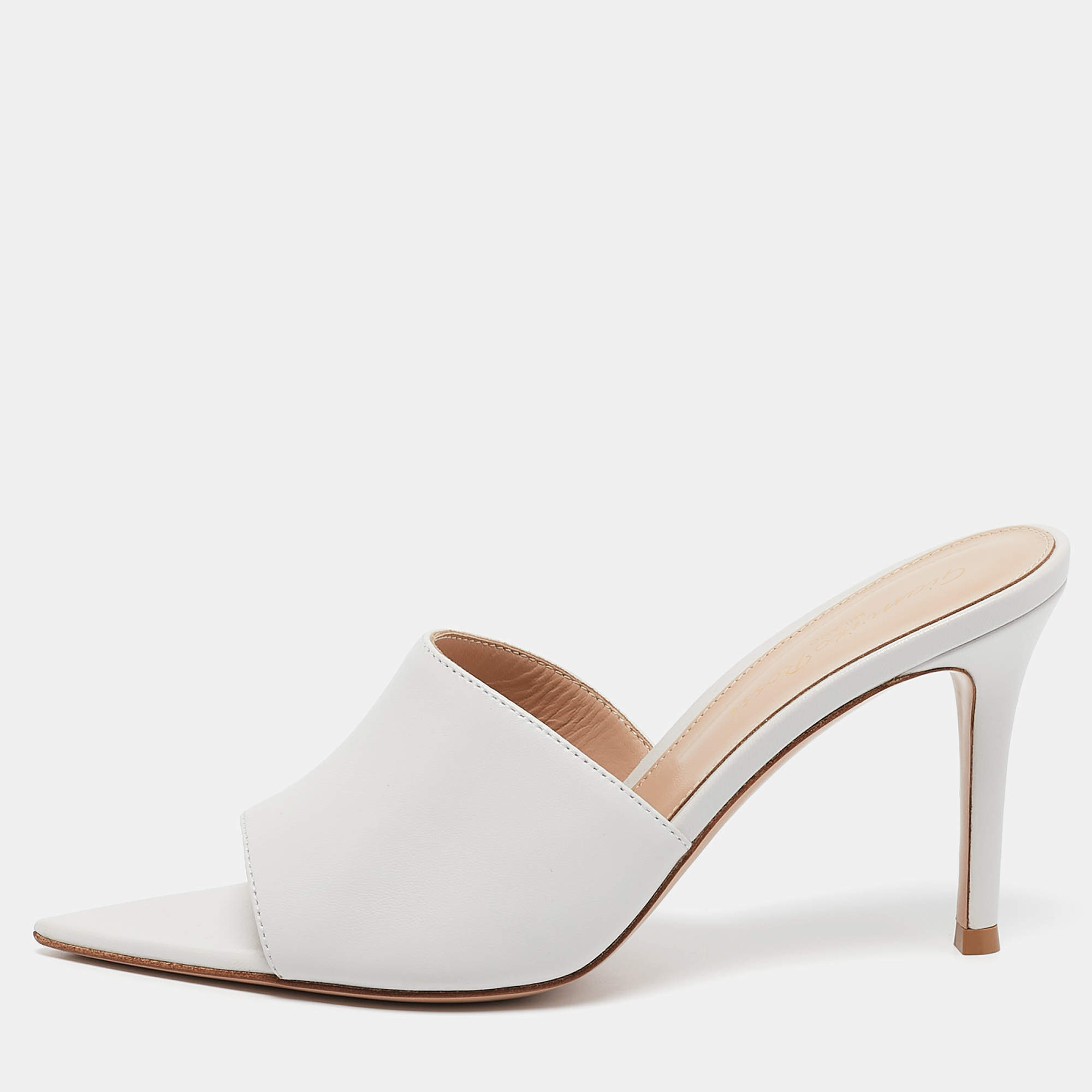 Gianvito Rossi White Leather Alise Mules Size 36