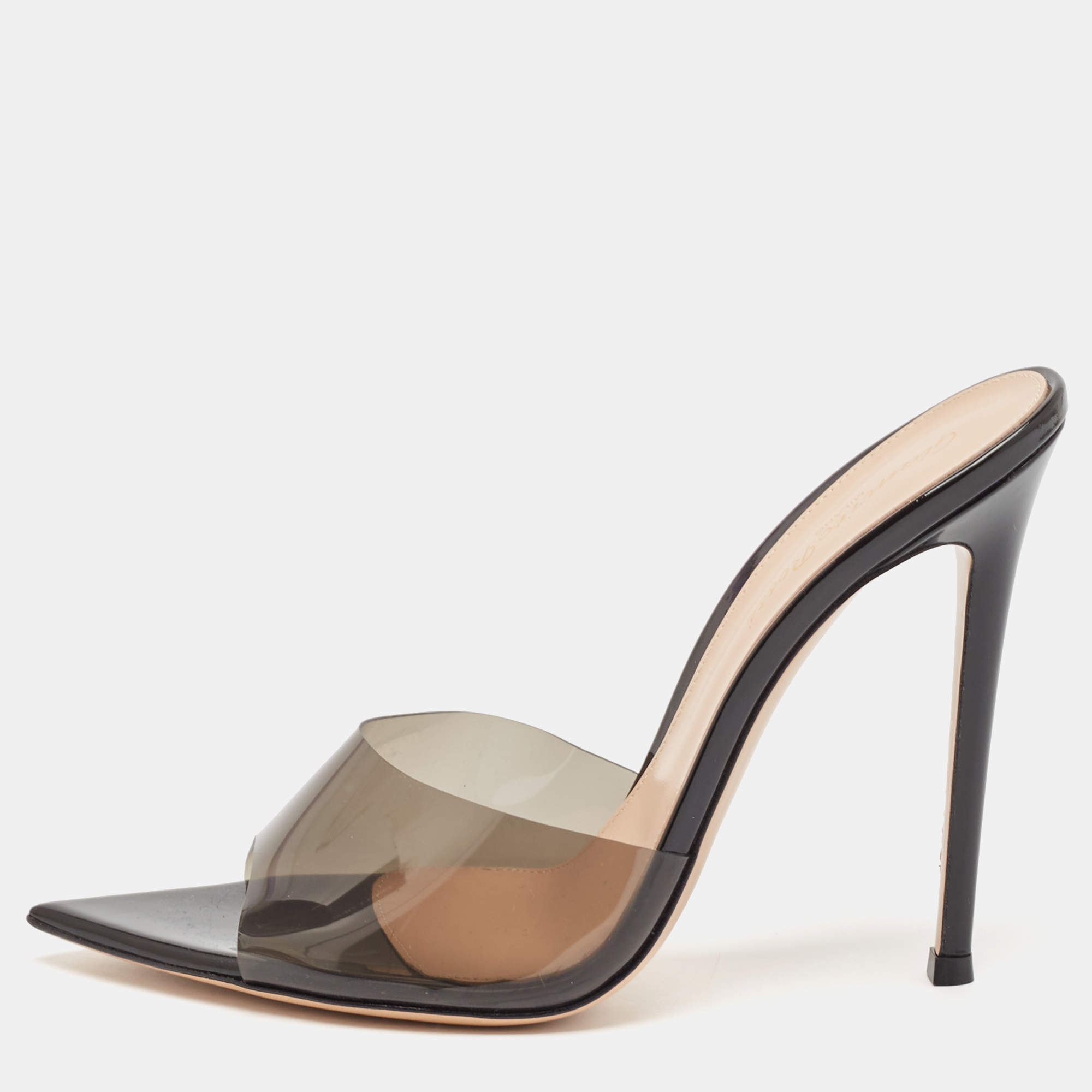 Pre Owned Gianvito Rossi Black PVC Elle Slide Sandals Size 39