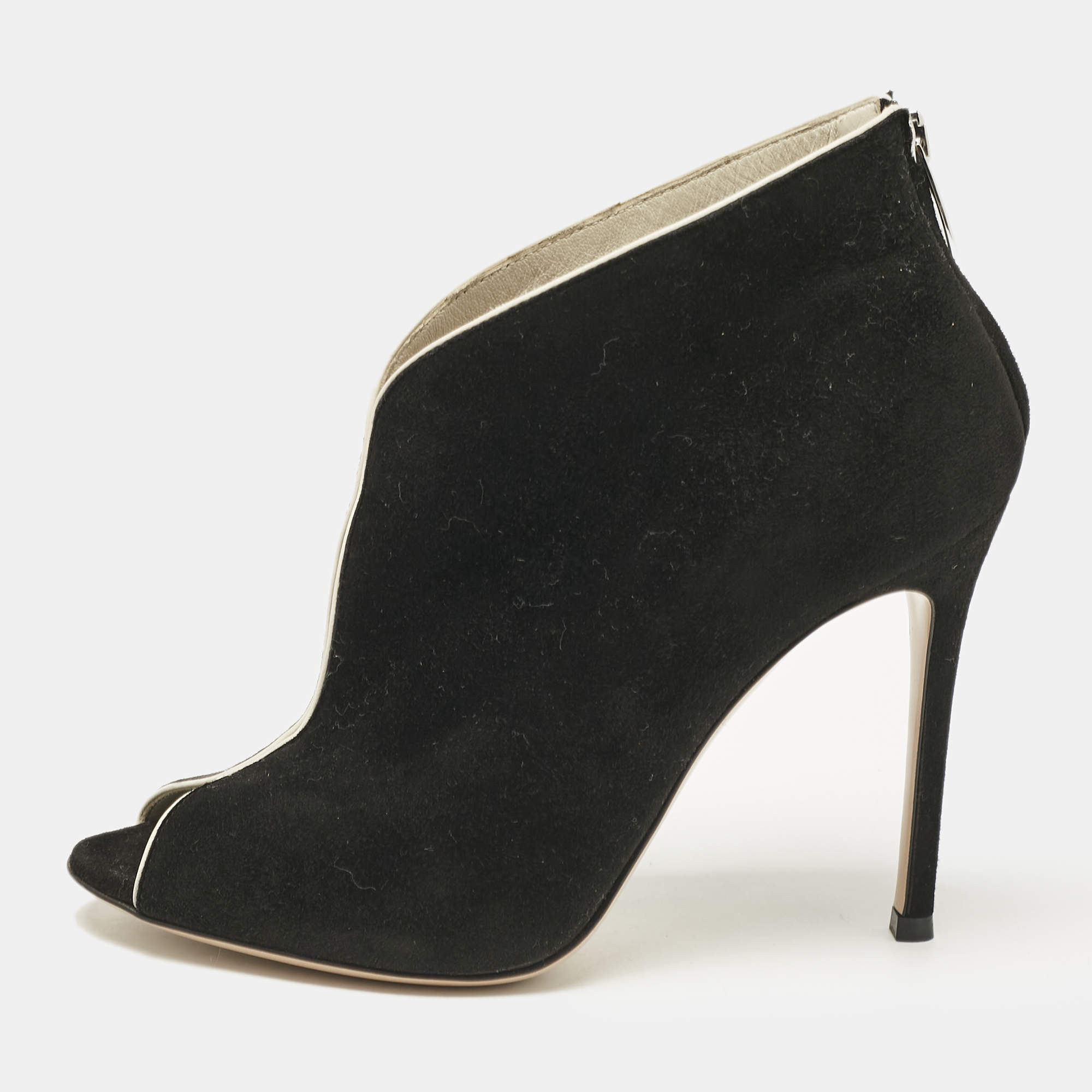 Gianvito Rossi Black Suede Vamp Booties Size 37