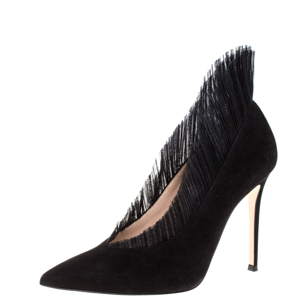 Pre Owned Gianvito Rossi Black Suede Divine Pointed Toe Pumps Size 40