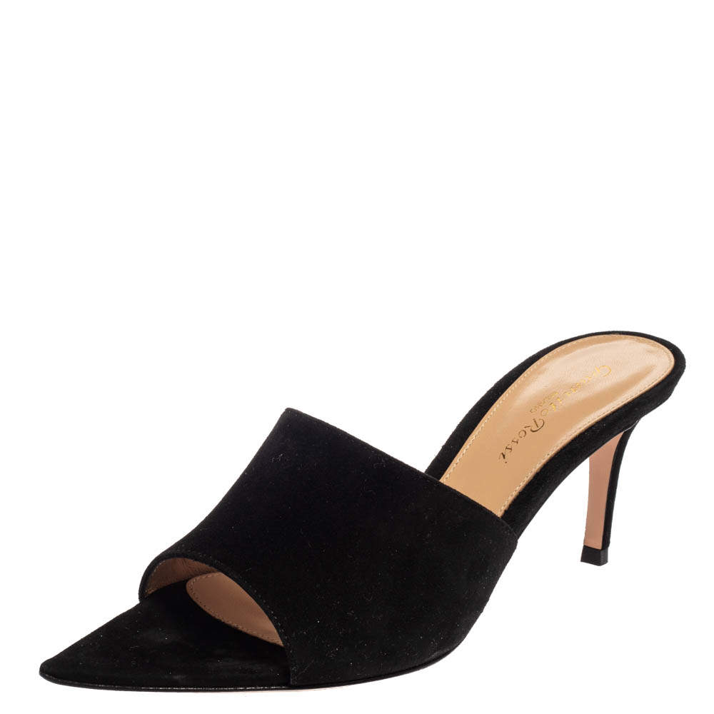 Pre Owned Gianvitto Rossi Black Suede Alise Mule Sandals Size 37