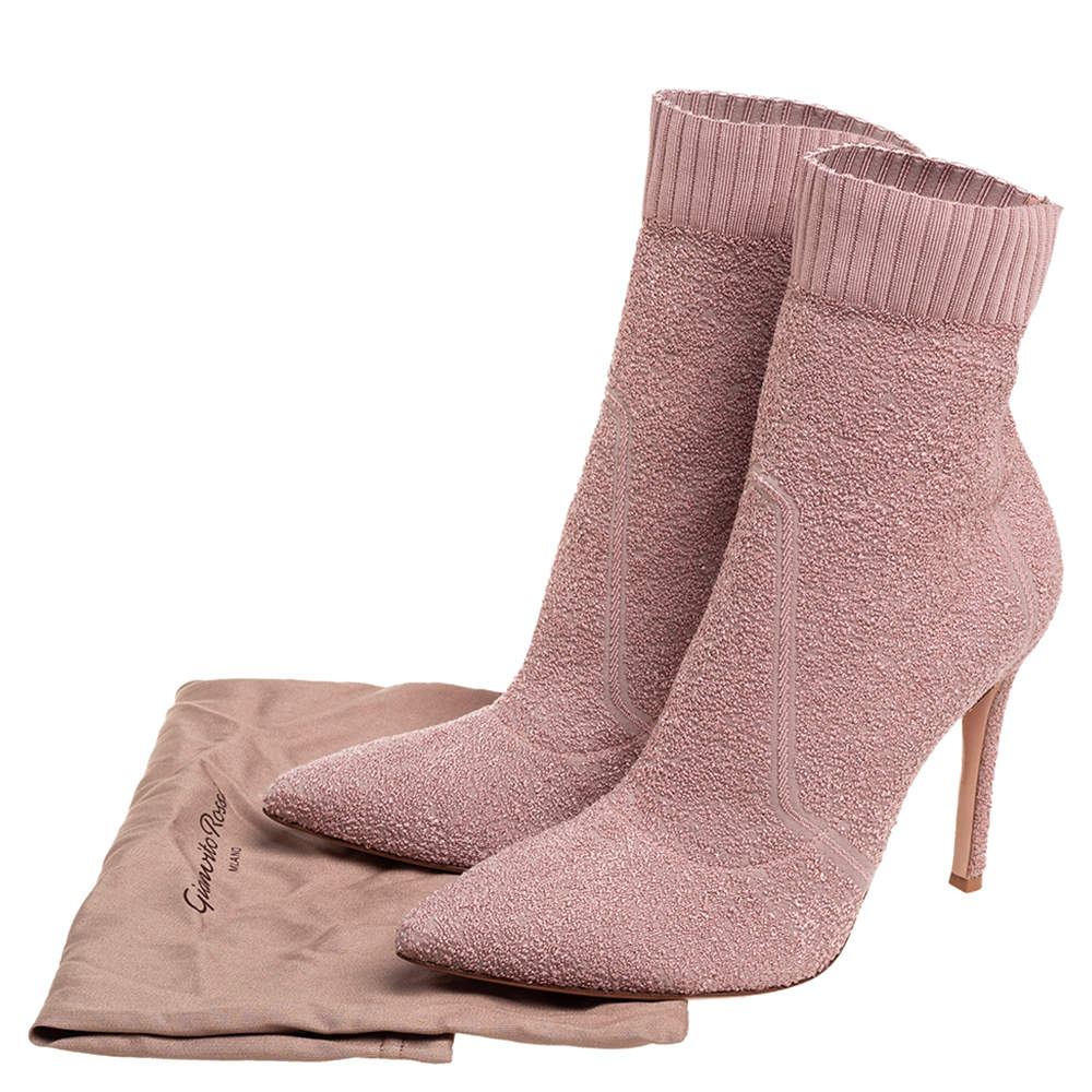 Gianvito Rossi Pink Fabric Fiona Pointed Toe Ankle Boots Size 41 Gianvito  Rossi | TLC