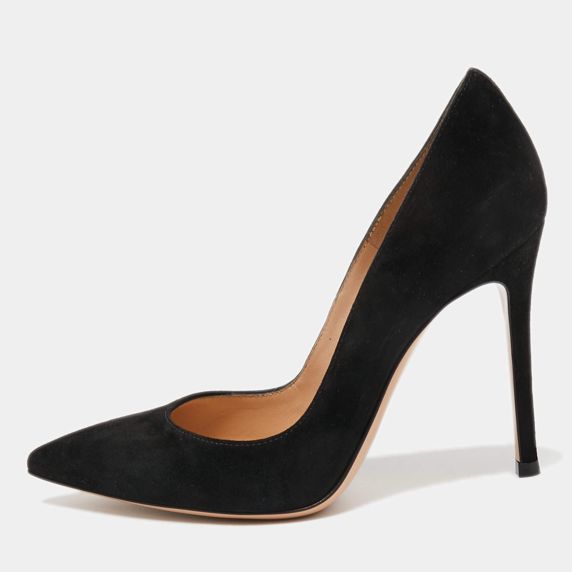 Pre Owned Gianvito Rossi Black Suede Gianvito 105 Pumps Size 35.5