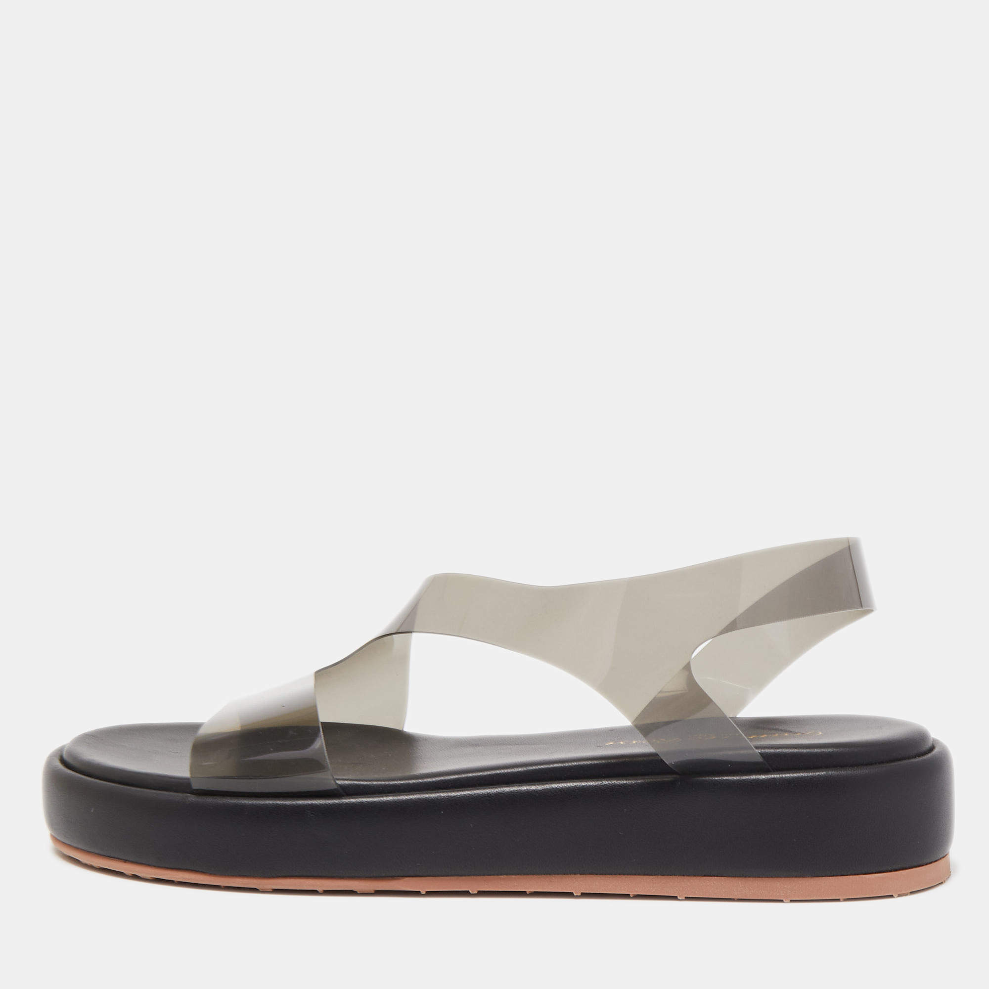 Pre Owned Gianvito Rossi Black PVC Metropolis Sandals Size 36