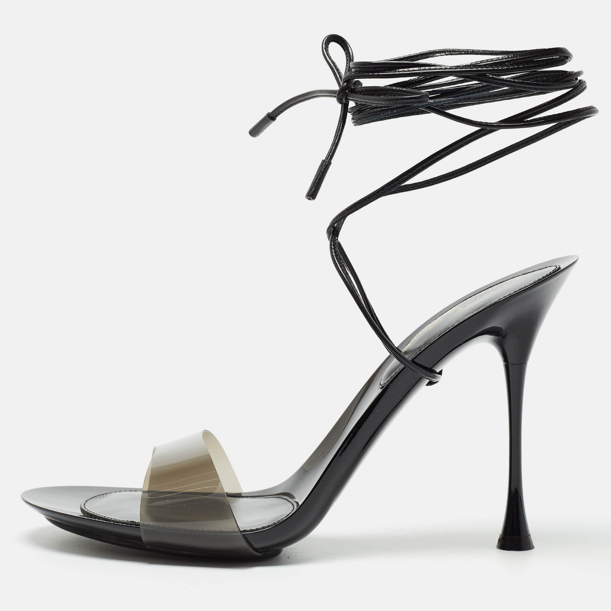 Pre Owned Gianvito Rossi Black PVC Spice Sandals Size 39