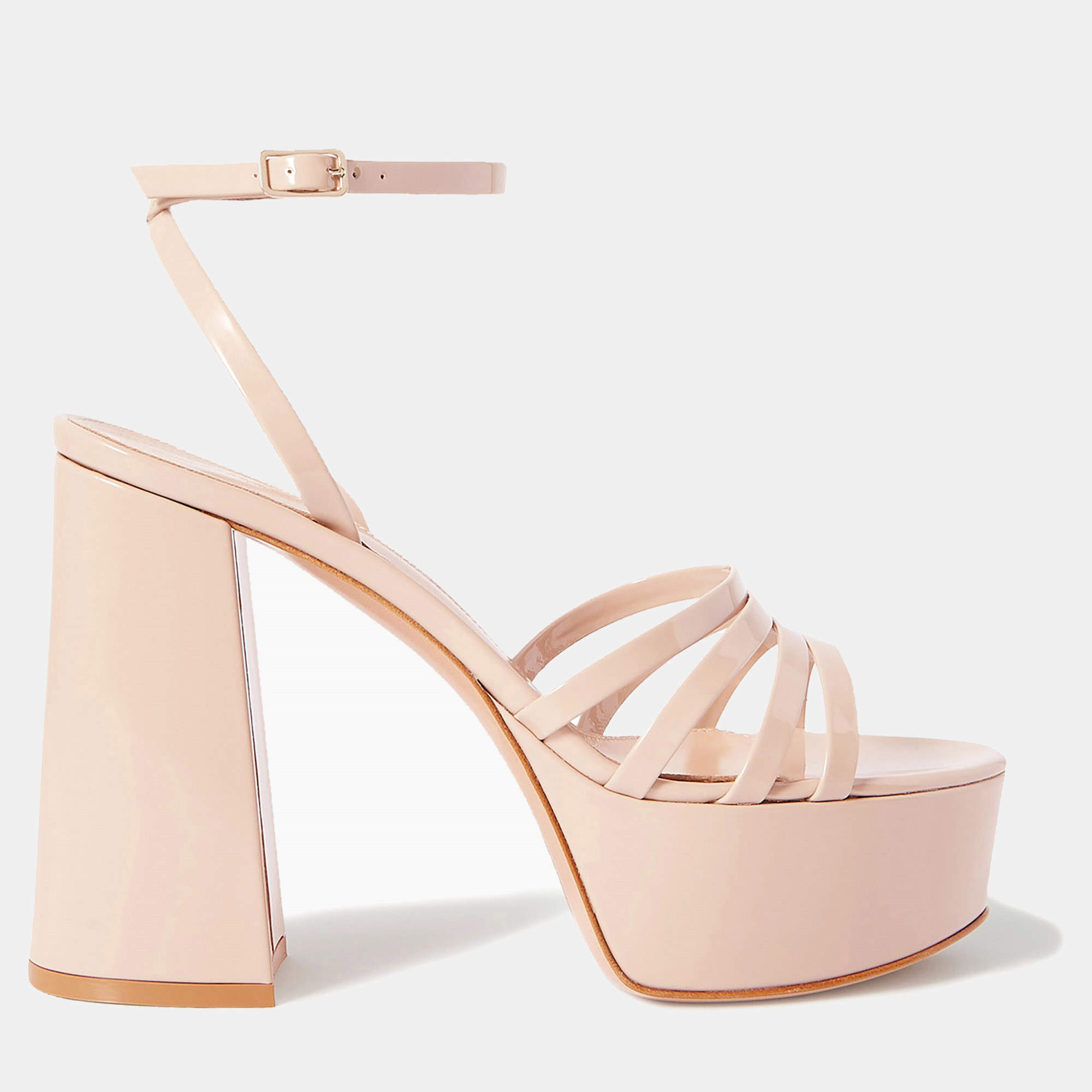 Pre Owned Gianvito Rossi Patent Leather High Heel Sandals 37.5