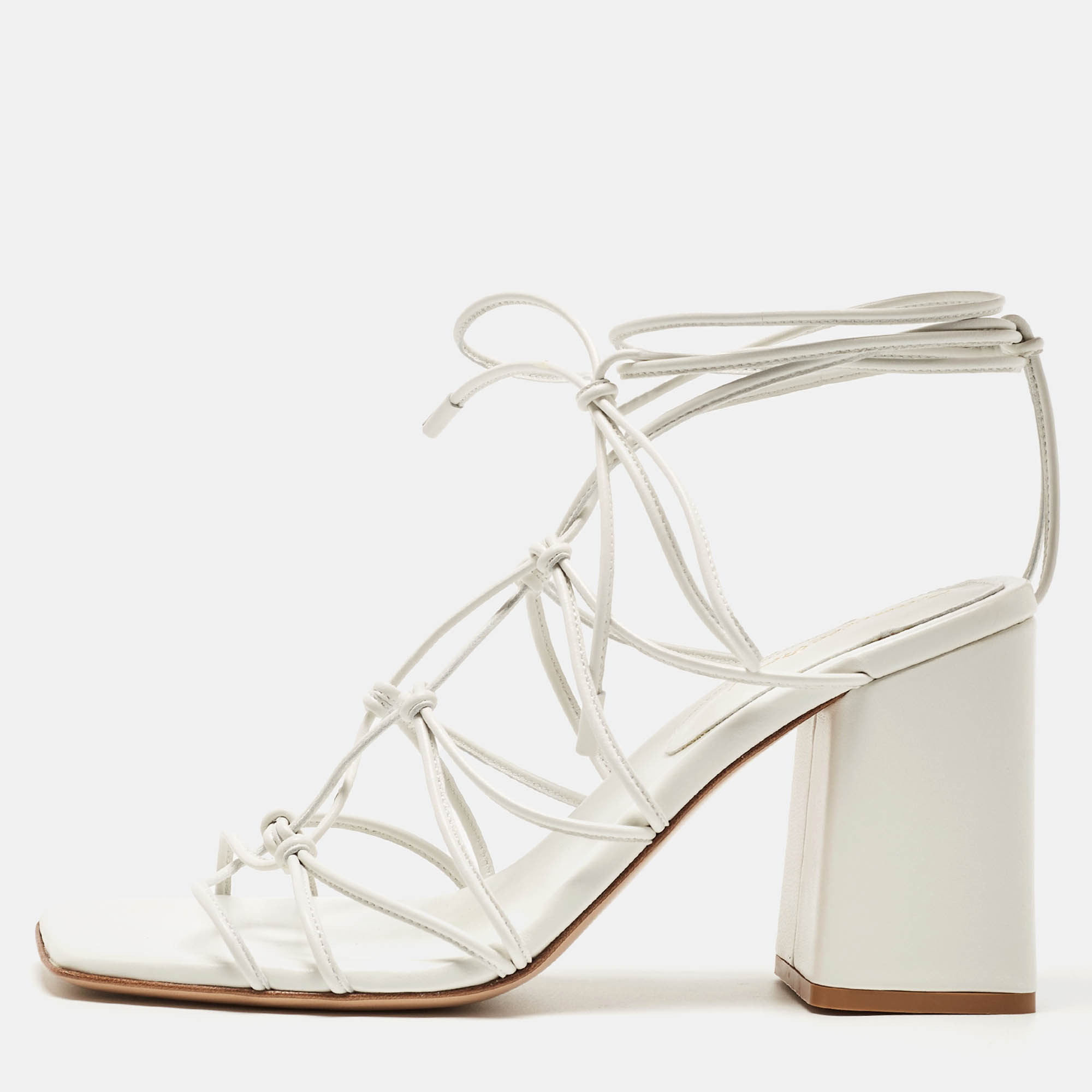 Gianvito Rossi White Leather Minas Sandals Size 40