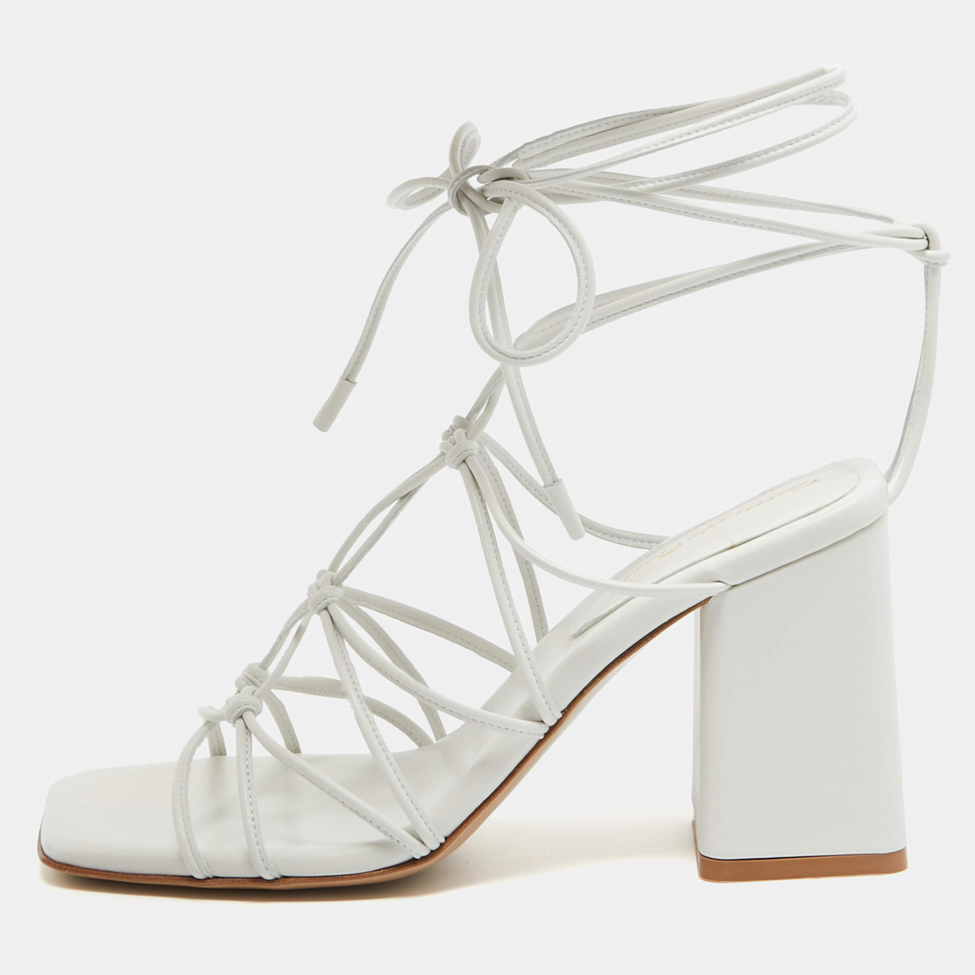 Gianvito Rossi White Leather Minas Ankle Wrap Sandals Size 37