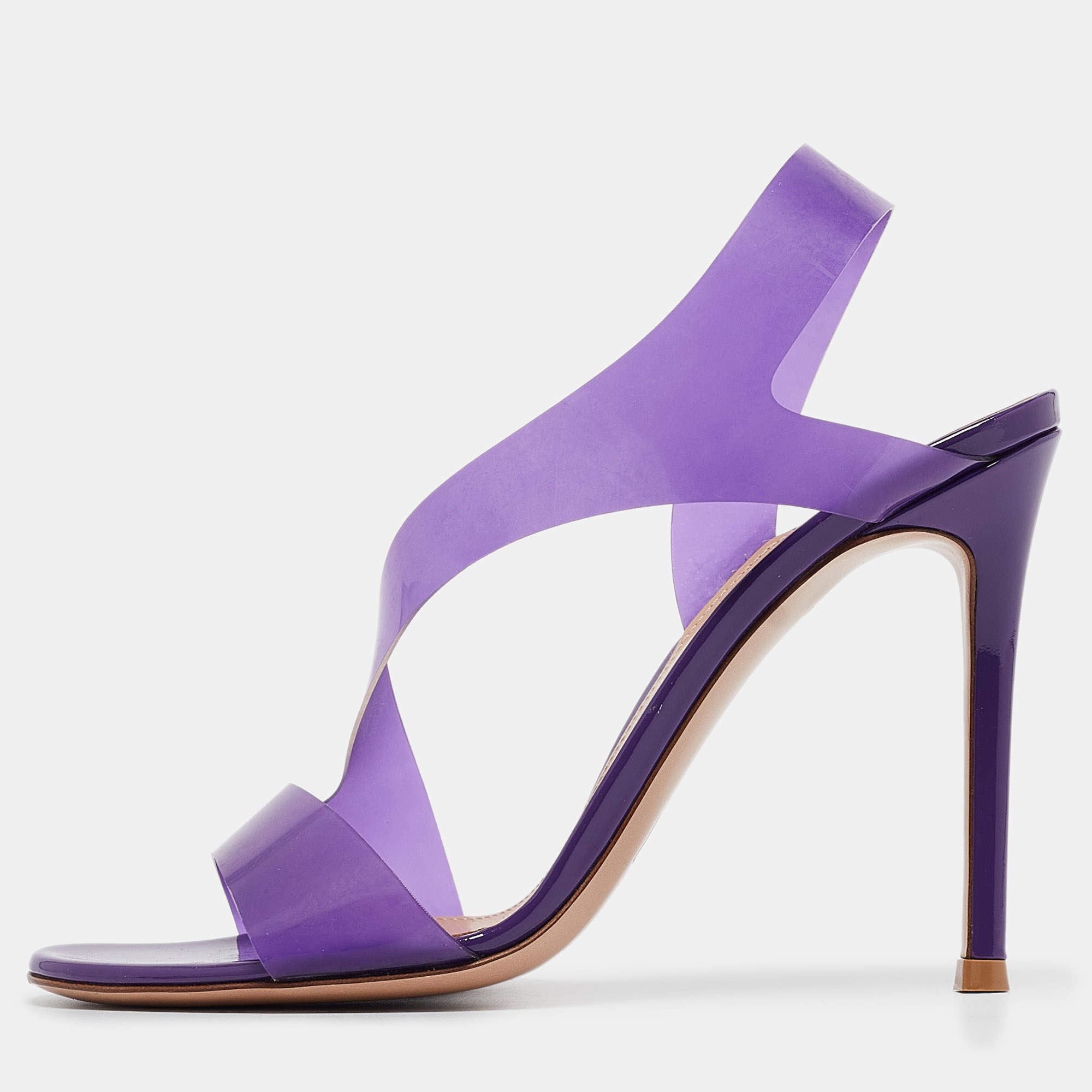 Pre Owned Gianvito Rossi Purple PVC Metropolis Sandals Size 36
